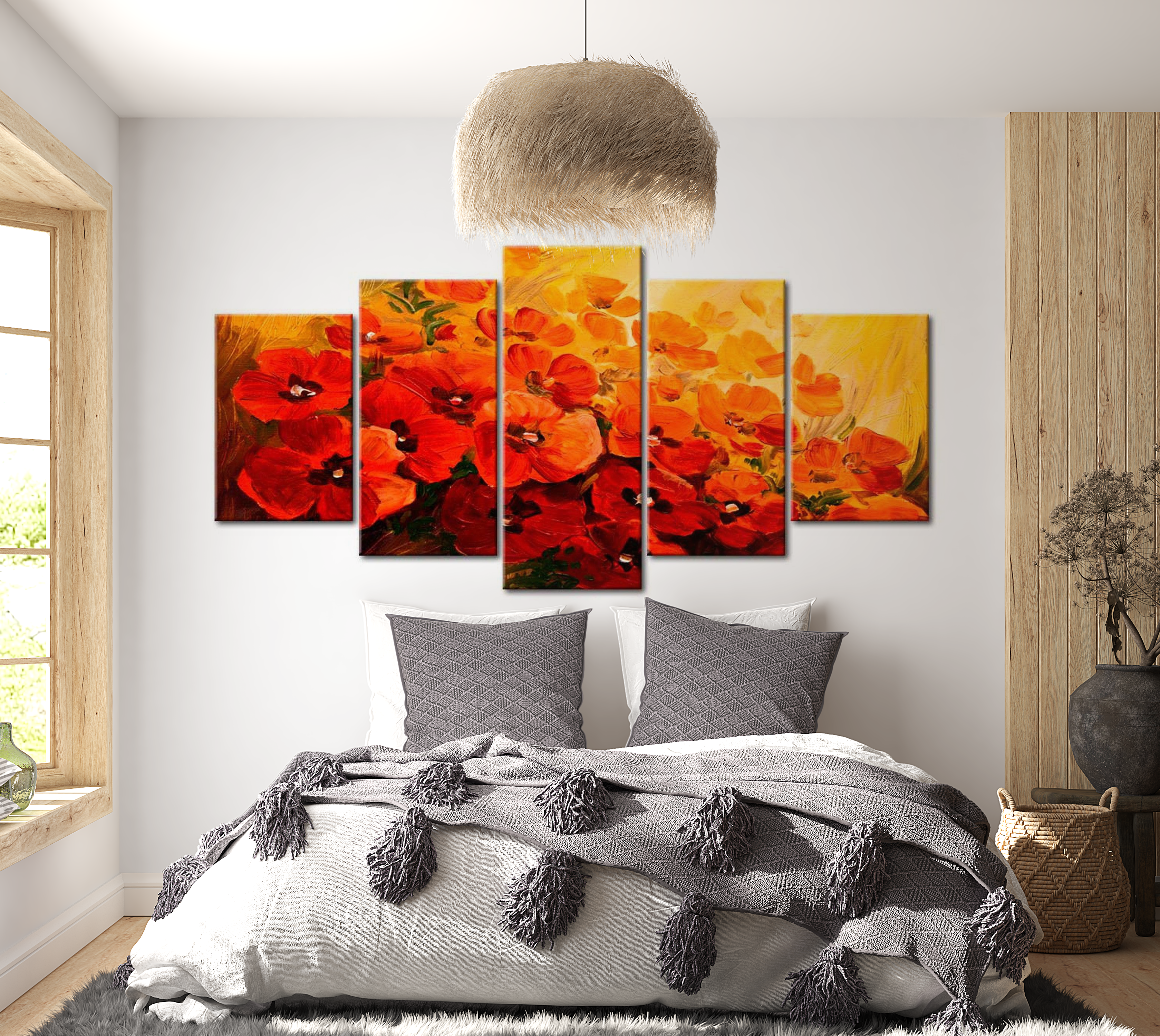 Stretched Canvas Floral Art - Land Of Poppies 40"Wx20"H