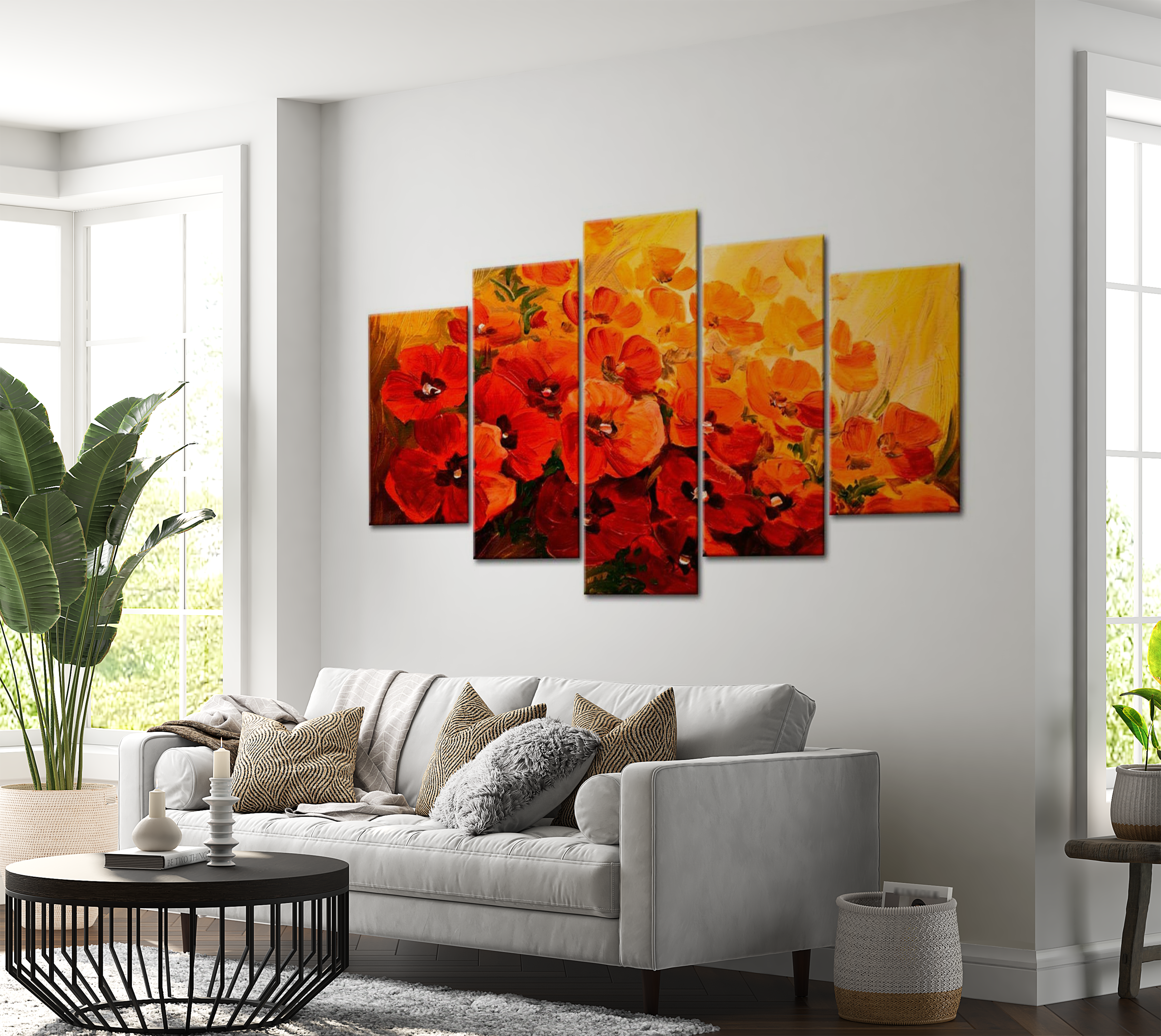 Stretched Canvas Floral Art - Land Of Poppies 40"Wx20"H