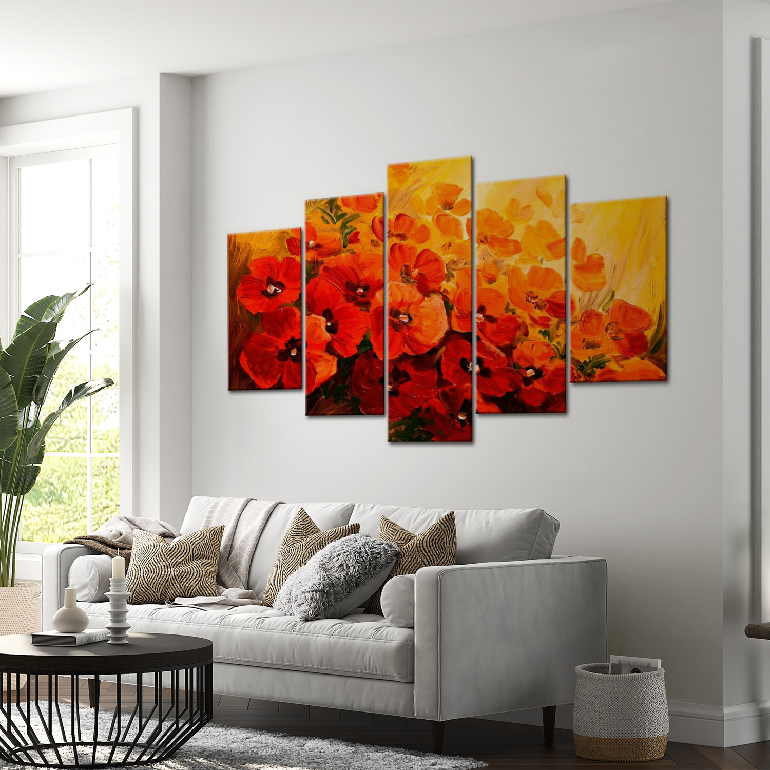 Stretched Canvas Floral Art - Land Of Poppies 40"Wx20"H