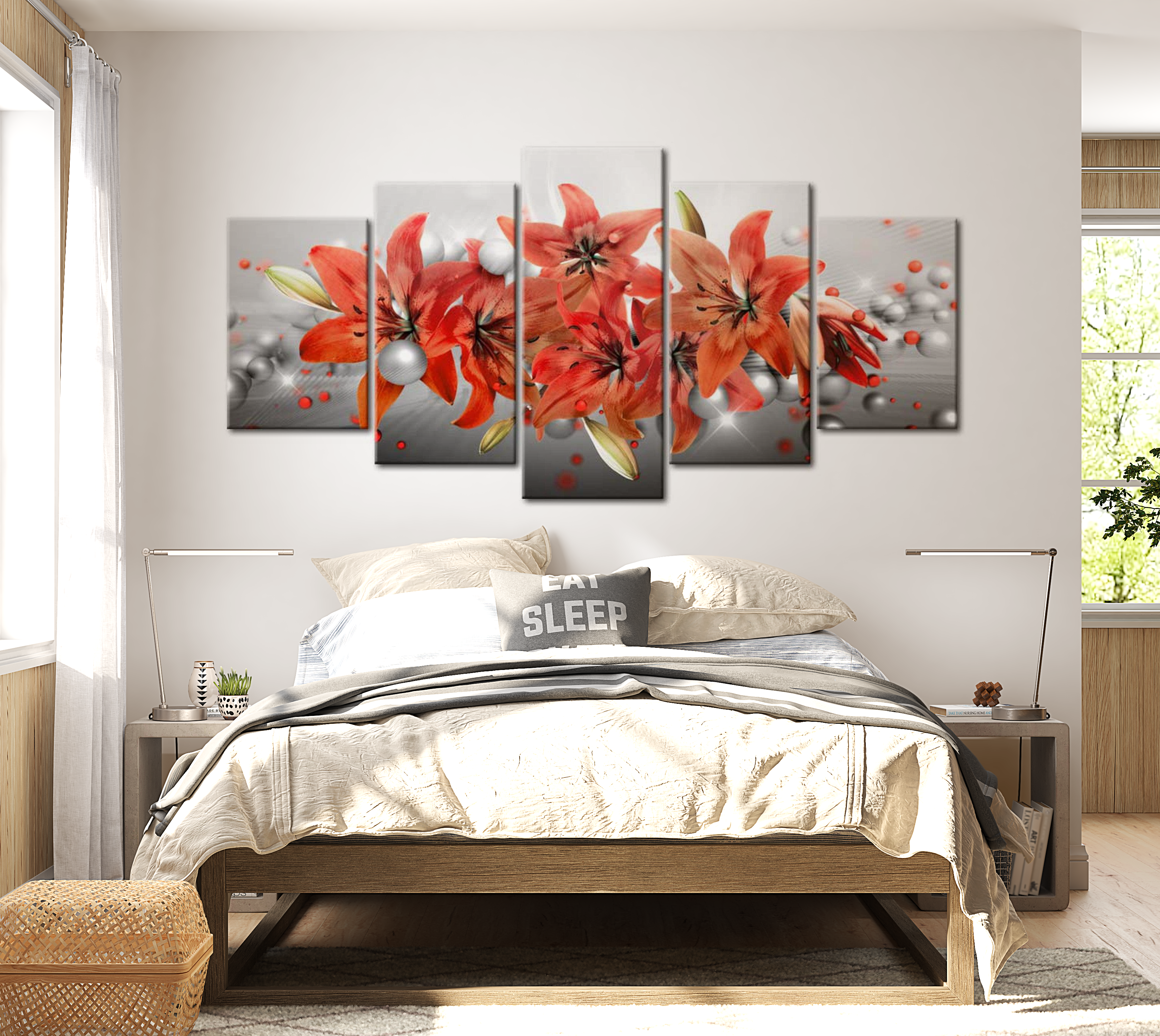 Stretched Canvas Floral Art - Flowery Battle 40"Wx20"H