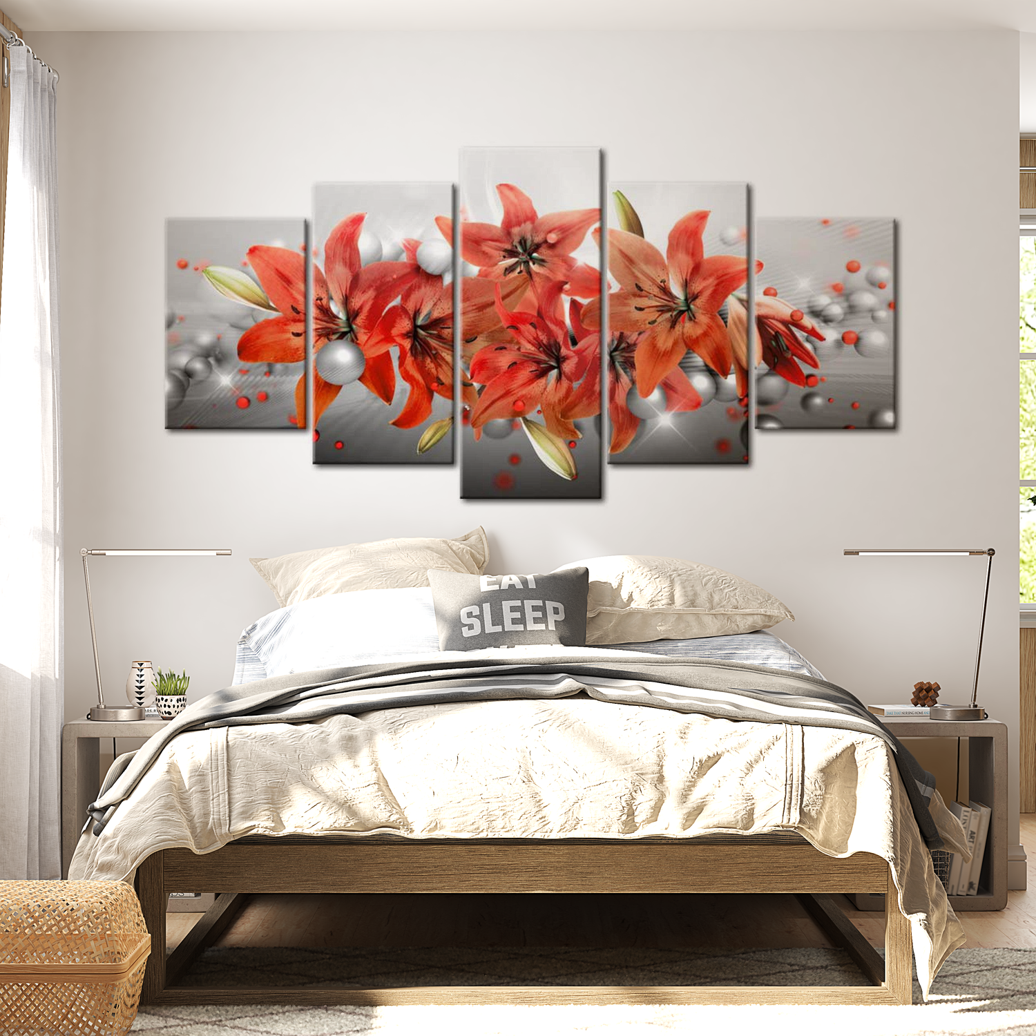 Stretched Canvas Floral Art - Flowery Battle 40"Wx20"H