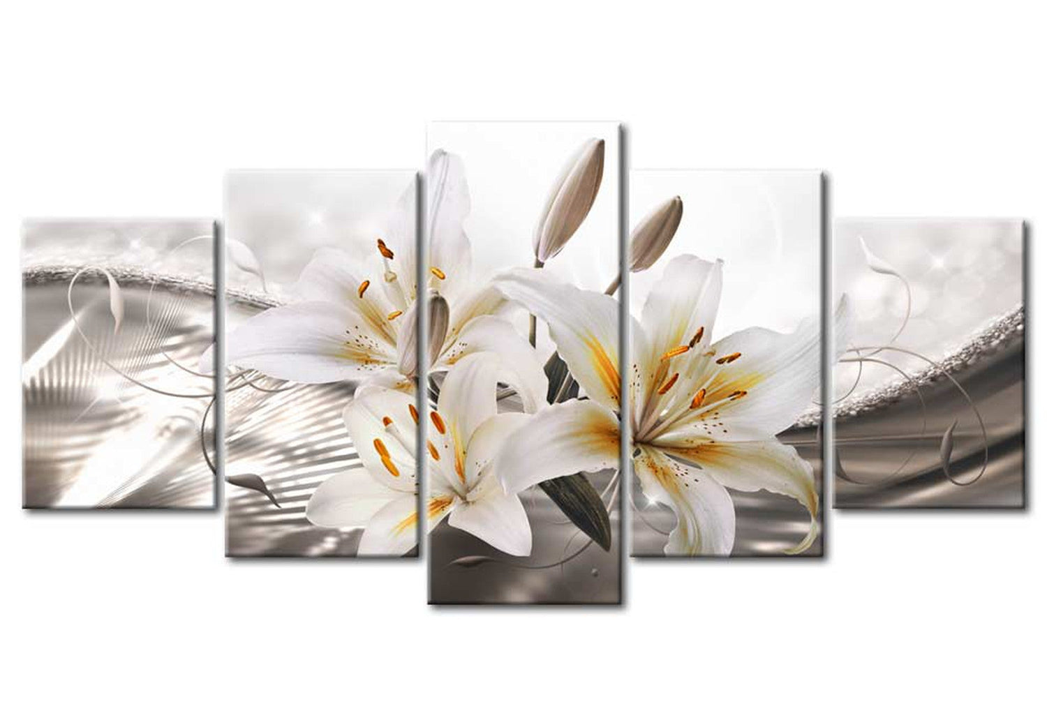 Floral Canvas Wall Art - Lily Elegance - 5 Pieces