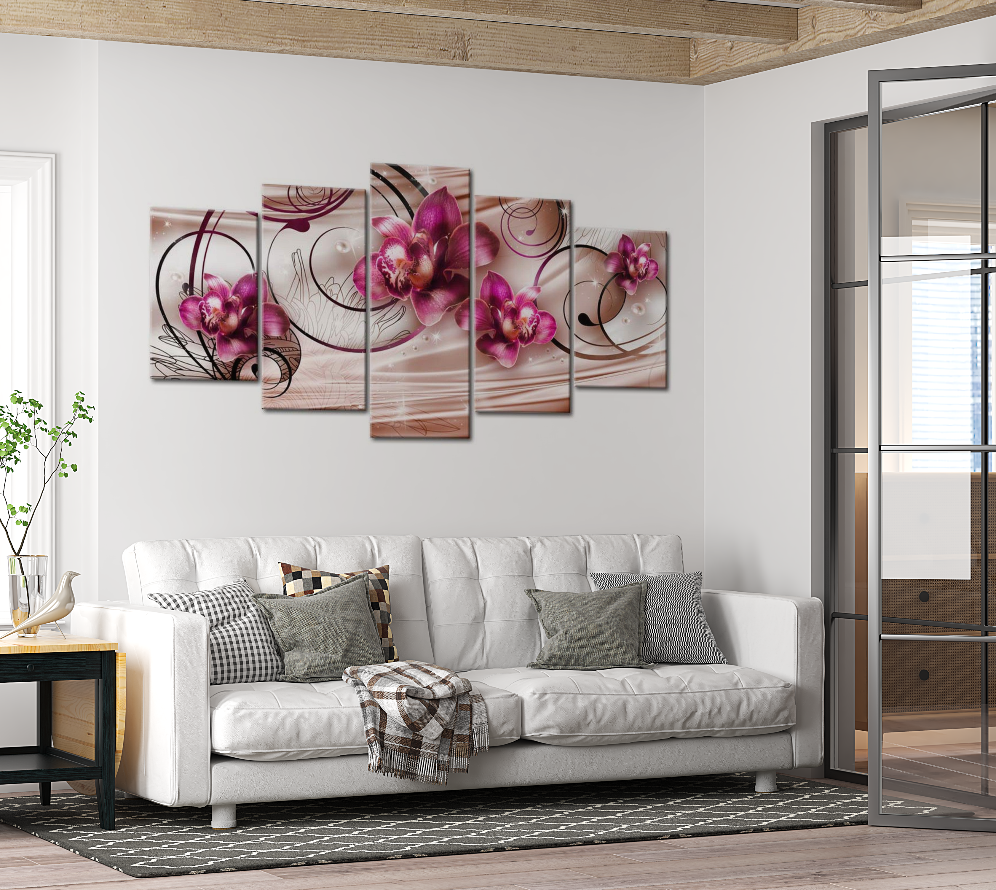 Floral Canvas Wall Art - Lily Pearl Dance - 5 Pieces