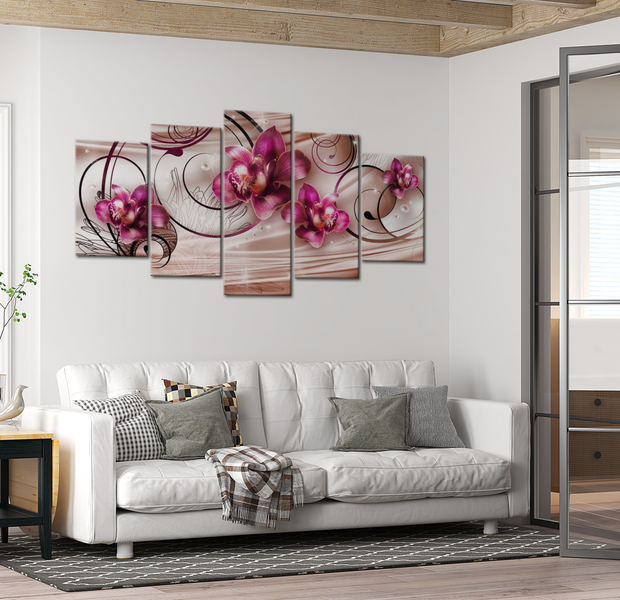 Floral Canvas Wall Art - Lily Pearl Dance - 5 Pieces