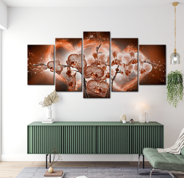 Floral Canvas Wall Art - Love Orchids - 5 Pieces