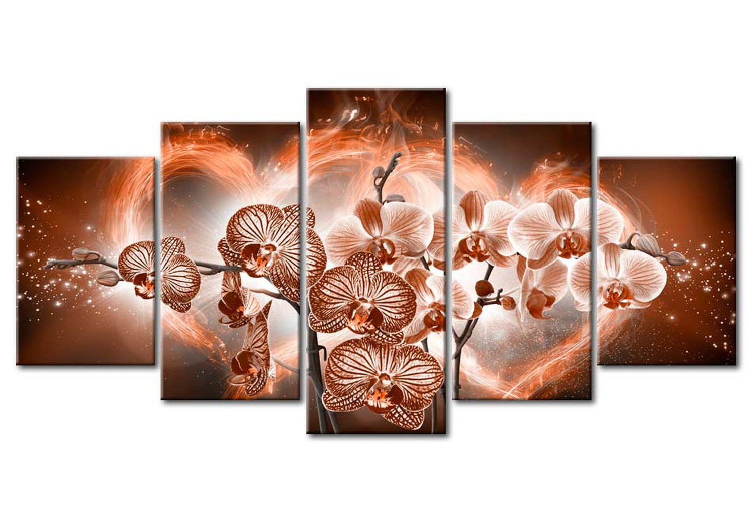 Floral Canvas Wall Art - Love Orchids - 5 Pieces