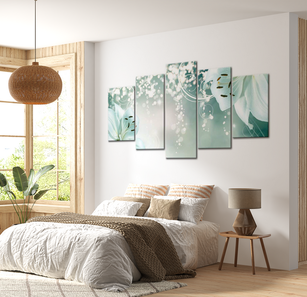 Floral Canvas Wall Art - Magic Green Composition - 5 Pieces