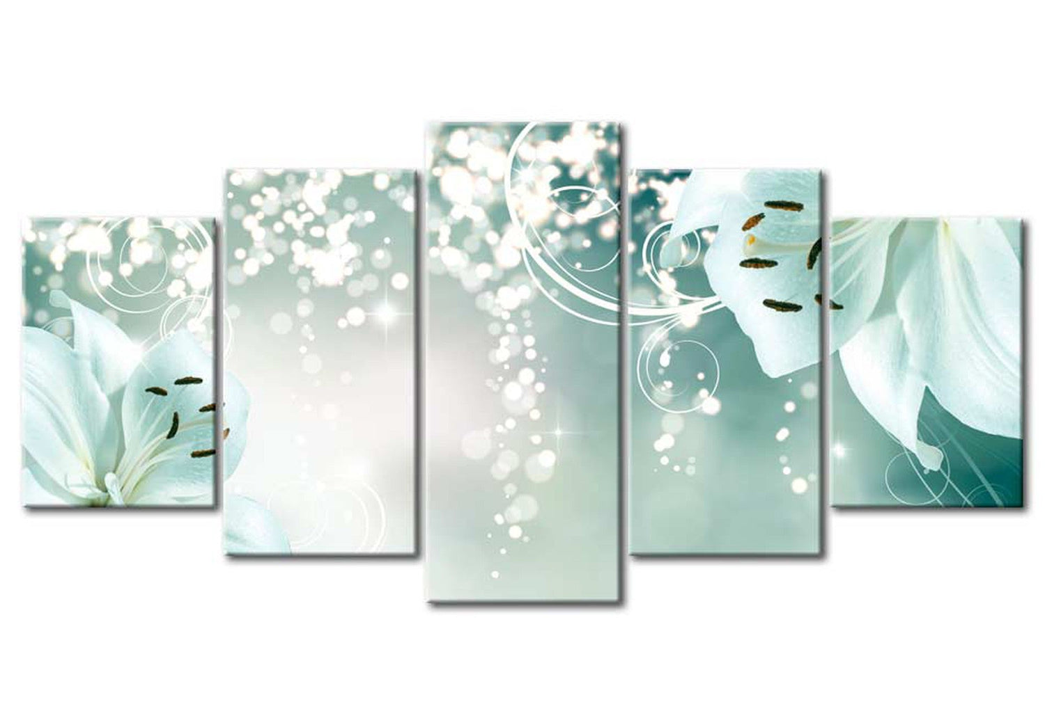 Floral Canvas Wall Art - Magic Green Composition - 5 Pieces