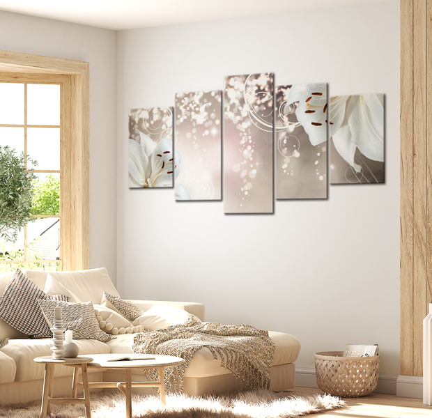 Floral Canvas Wall Art - Magic White - 5 Pieces