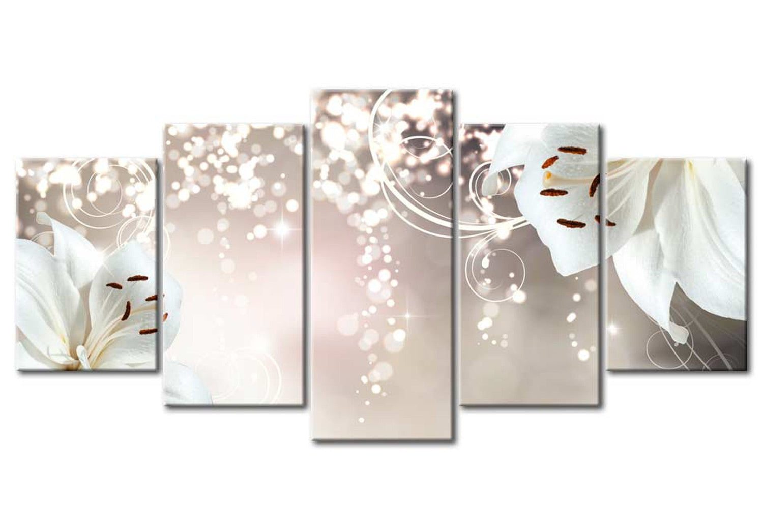 Floral Canvas Wall Art - Magic White - 5 Pieces