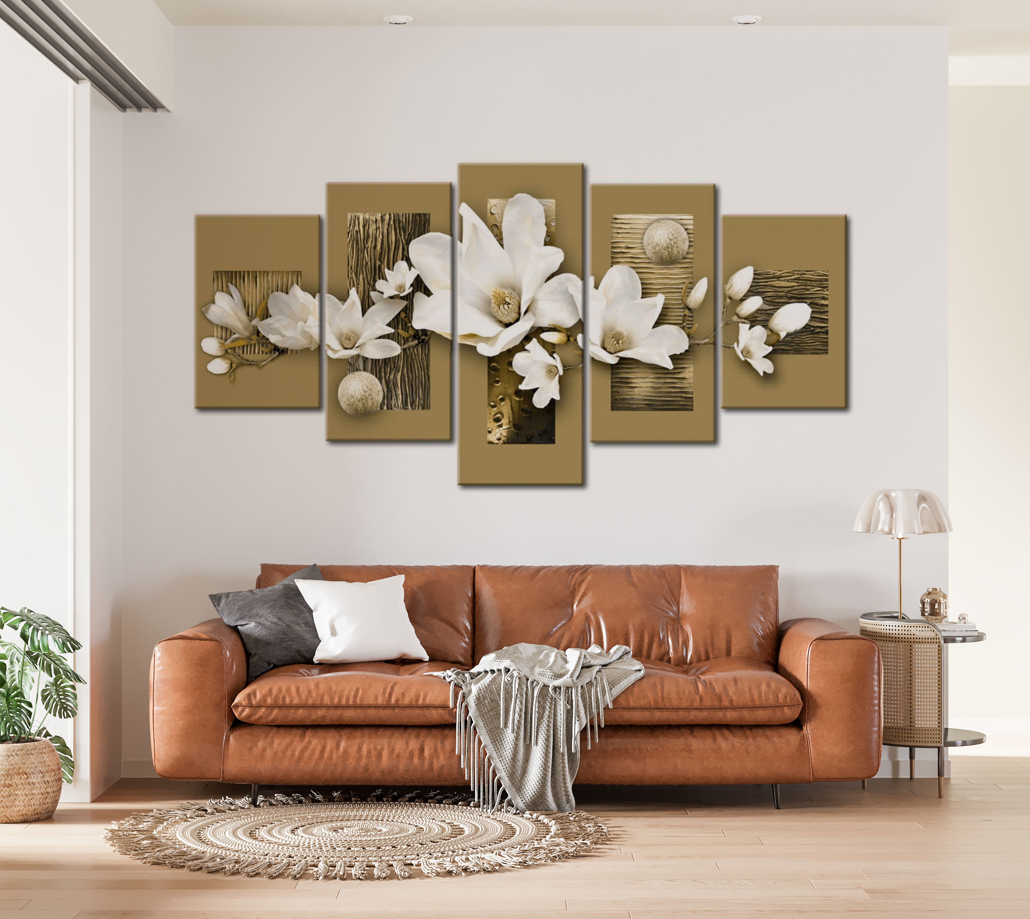 Floral Canvas Wall Art - Magnolia Garden - 5 Pieces