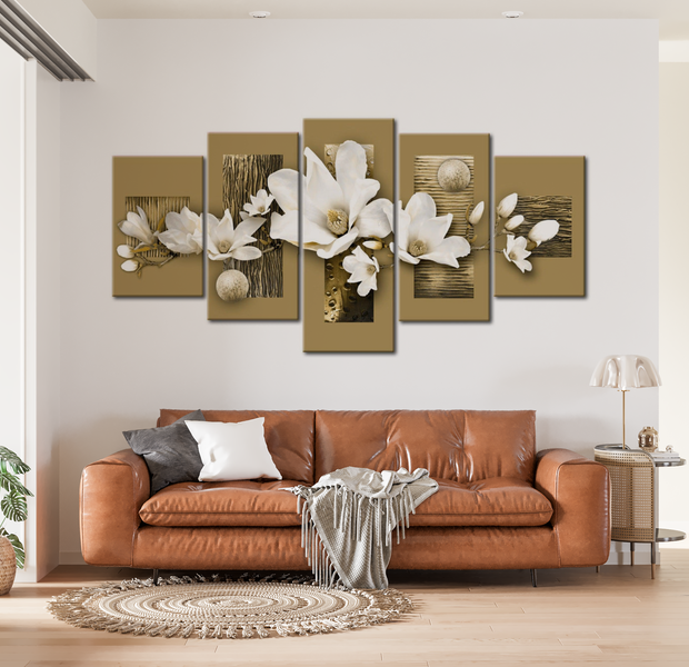 Floral Canvas Wall Art - Magnolia Garden - 5 Pieces