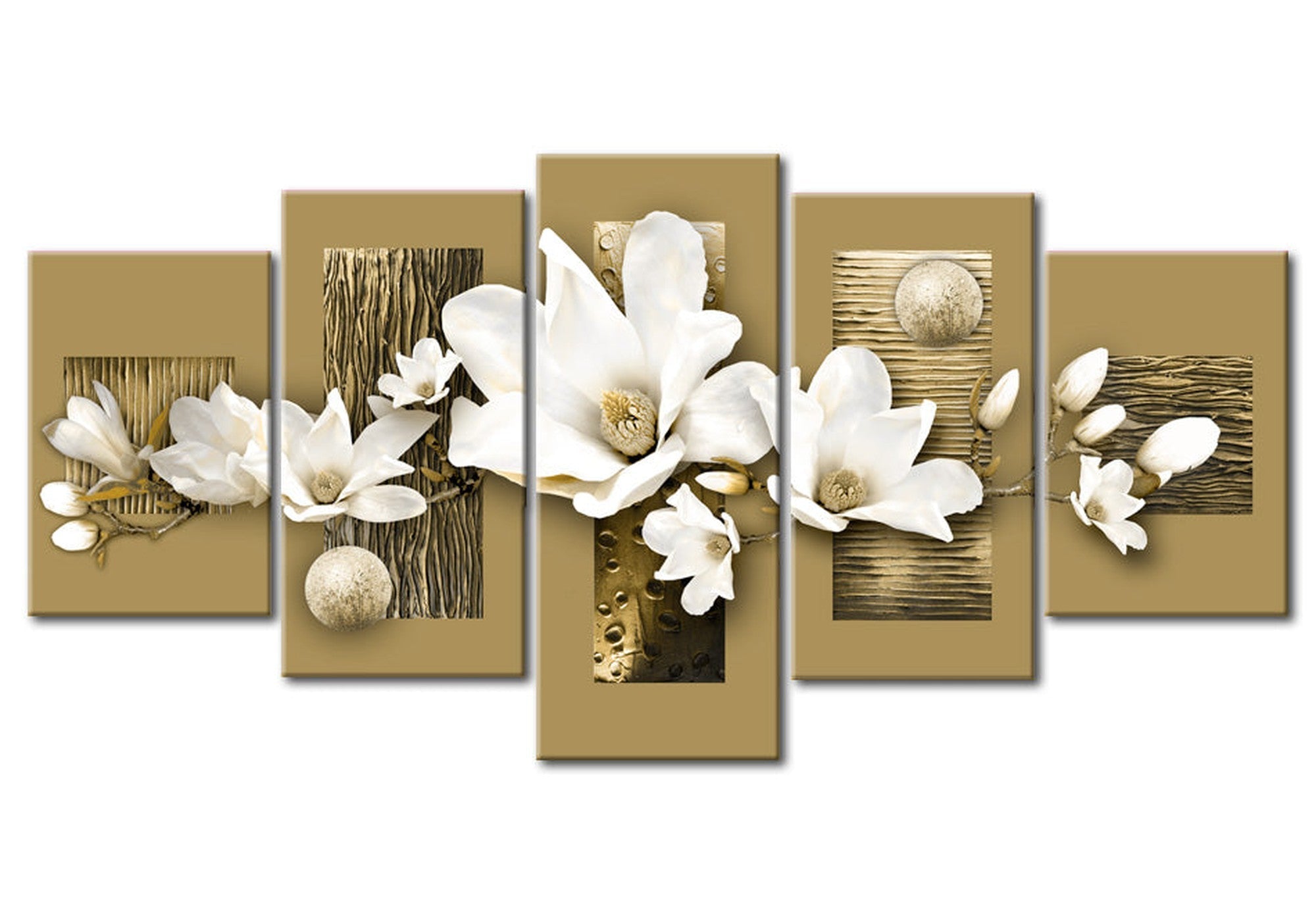 Floral Canvas Wall Art - Magnolia Garden - 5 Pieces