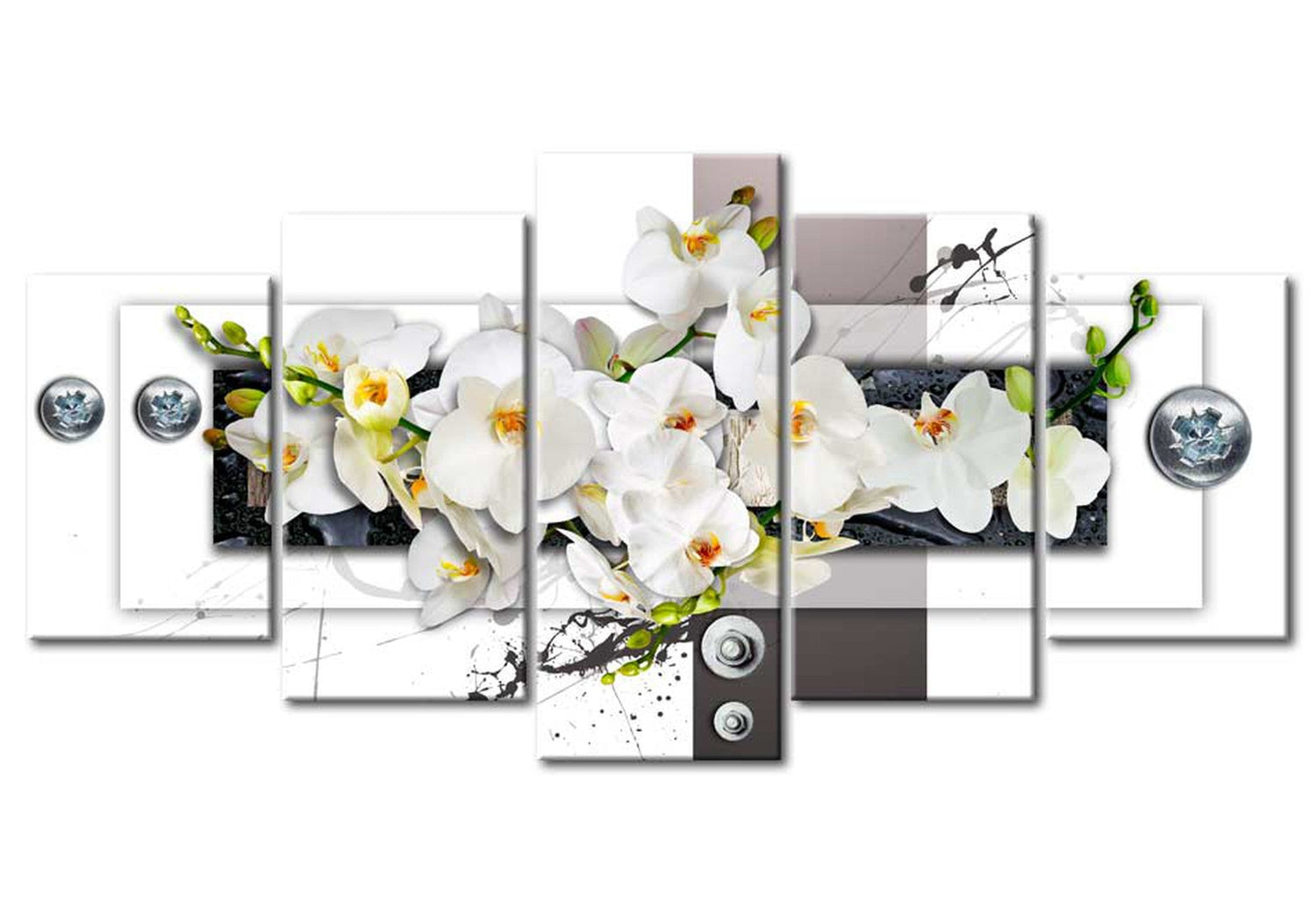 Floral Canvas Wall Art - Mechanical Orchid - 5 Pieces
