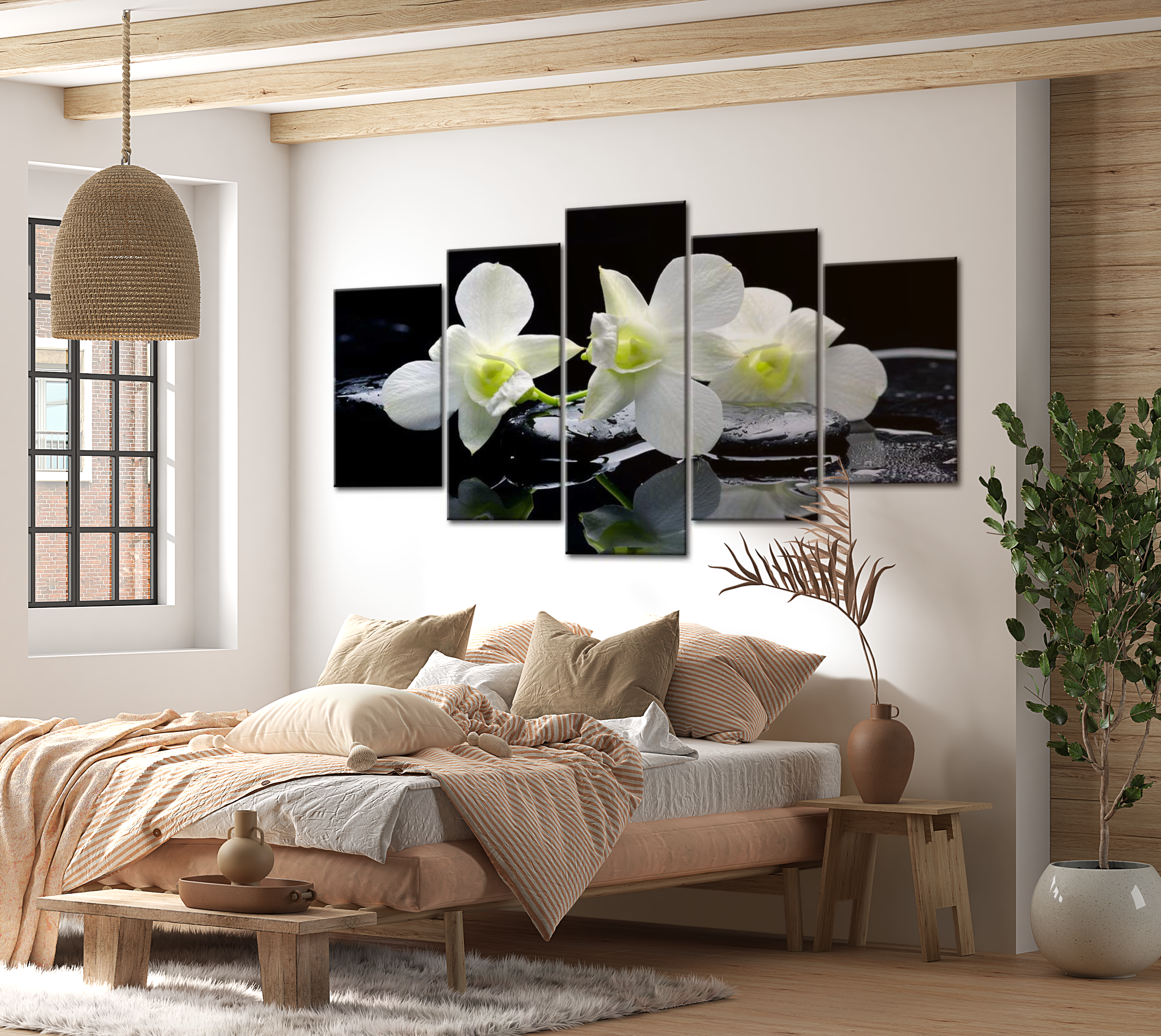 Floral Canvas Wall Art - Melancholic Orchids - 5 Pieces