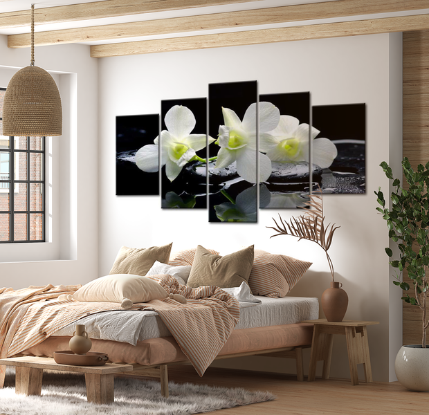 Floral Canvas Wall Art - Melancholic Orchids - 5 Pieces