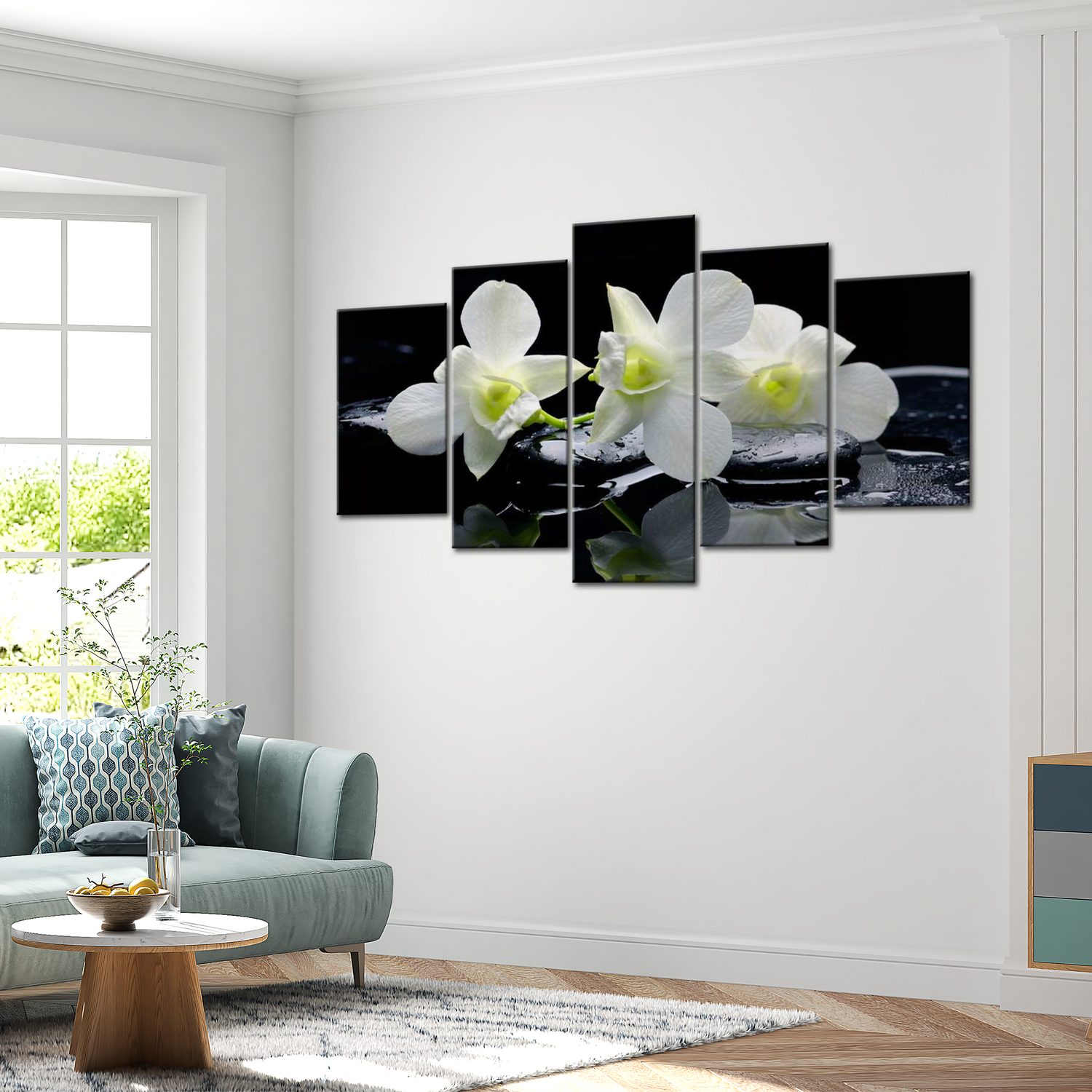 Stretched Canvas Floral Art - Melancholic Orchids 40"Wx20"H