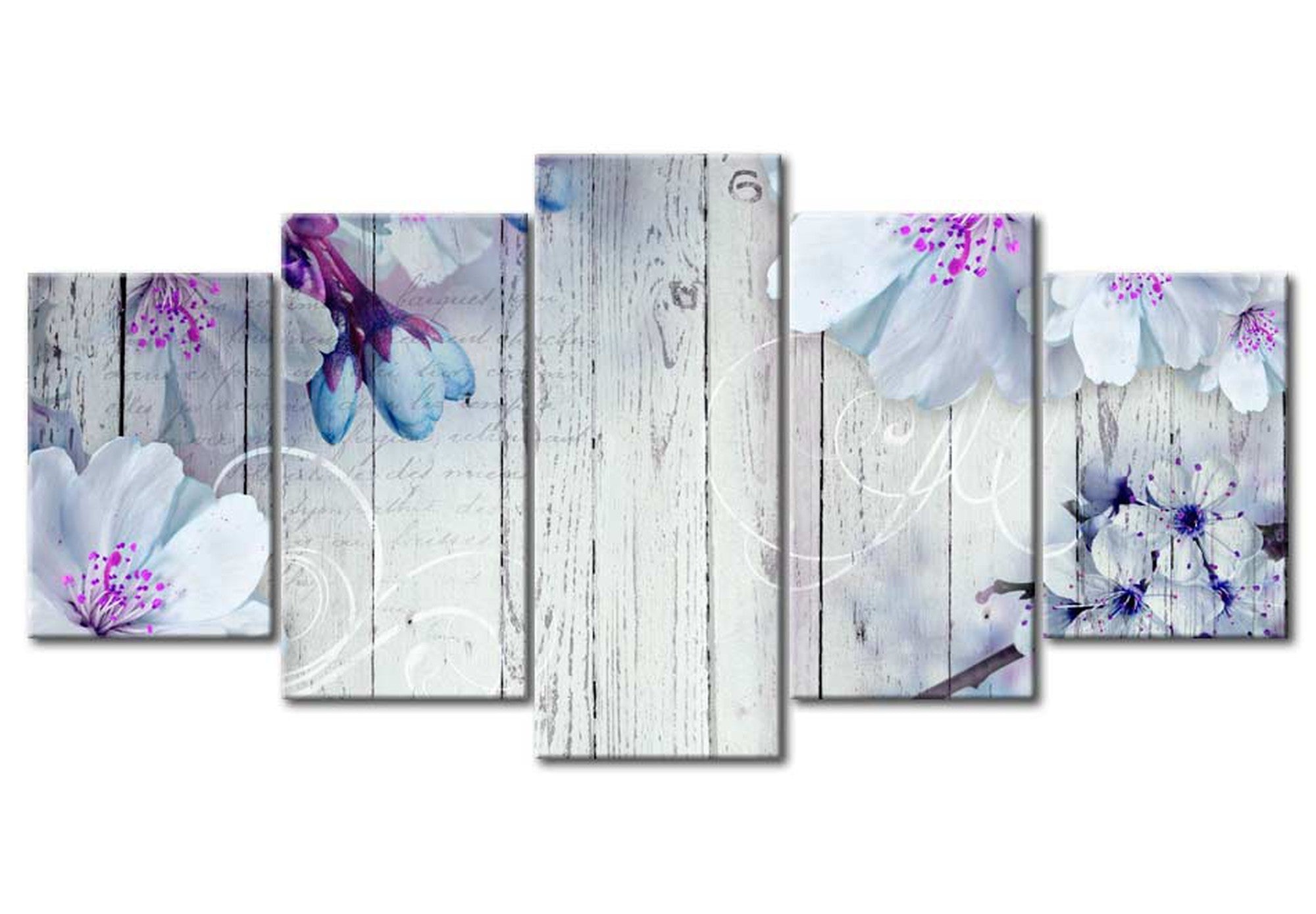 Floral Canvas Wall Art - Mixed Flower Collage - 5 Pieces