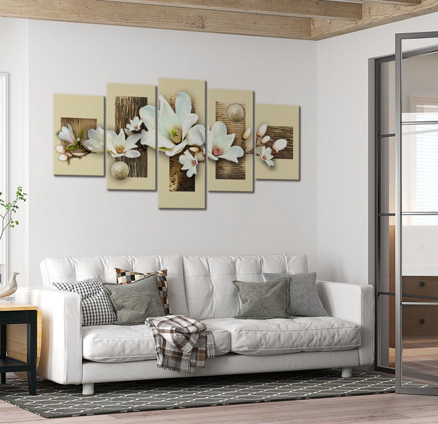 Floral Canvas Wall Art - Modern Bouquet - 5 Pieces