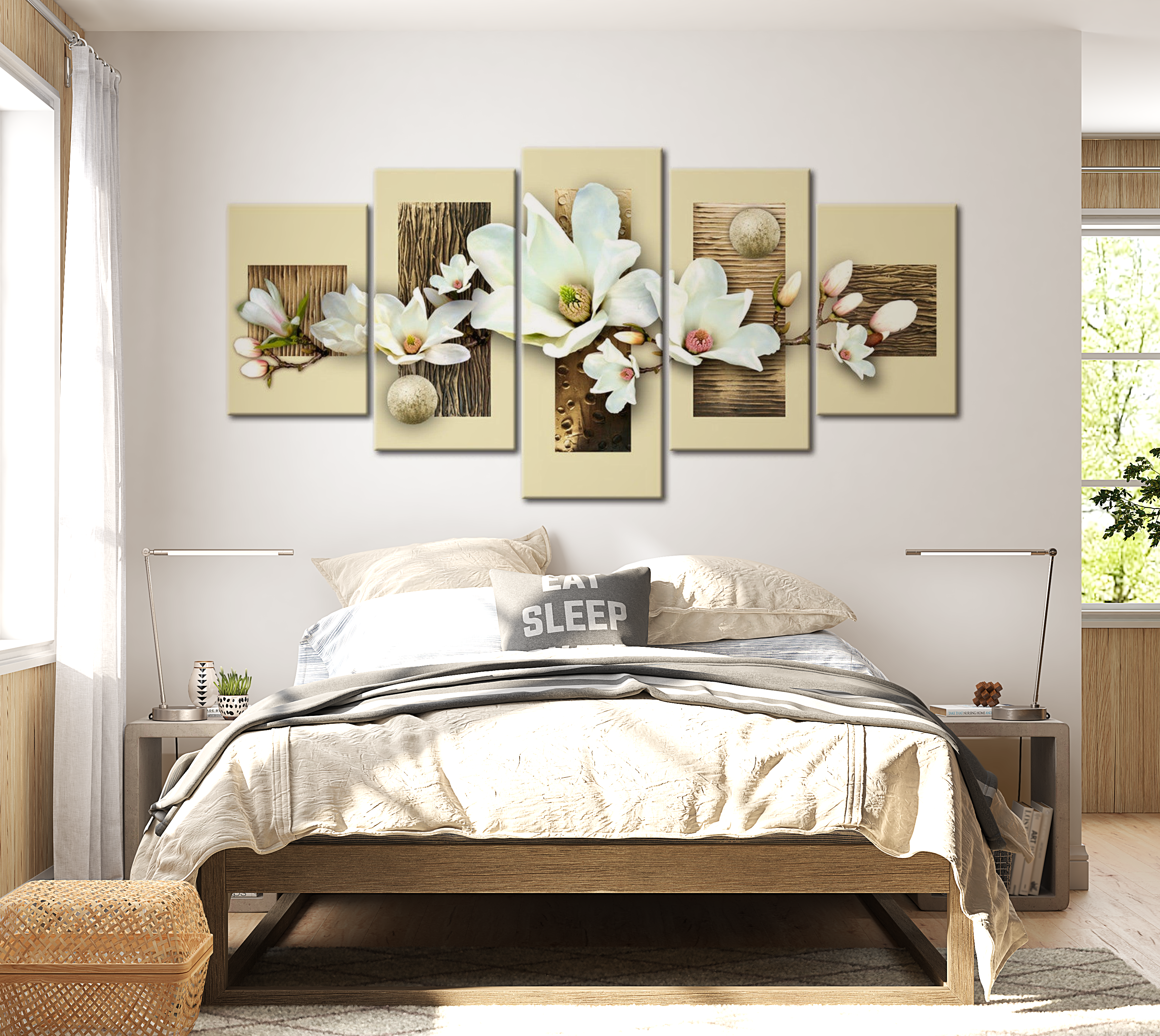 Stretched Canvas Floral Art - Texture And Magnolia 40"Wx20"H