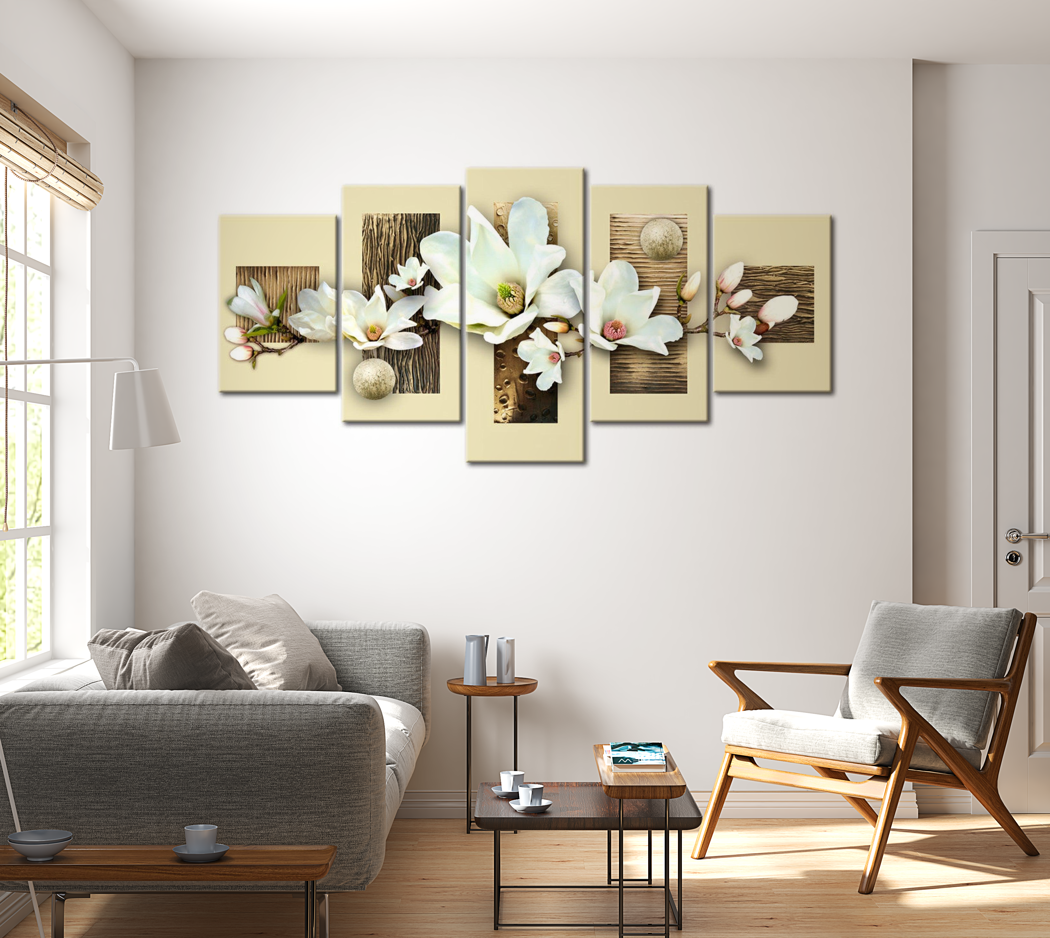 Stretched Canvas Floral Art - Texture And Magnolia 40"Wx20"H