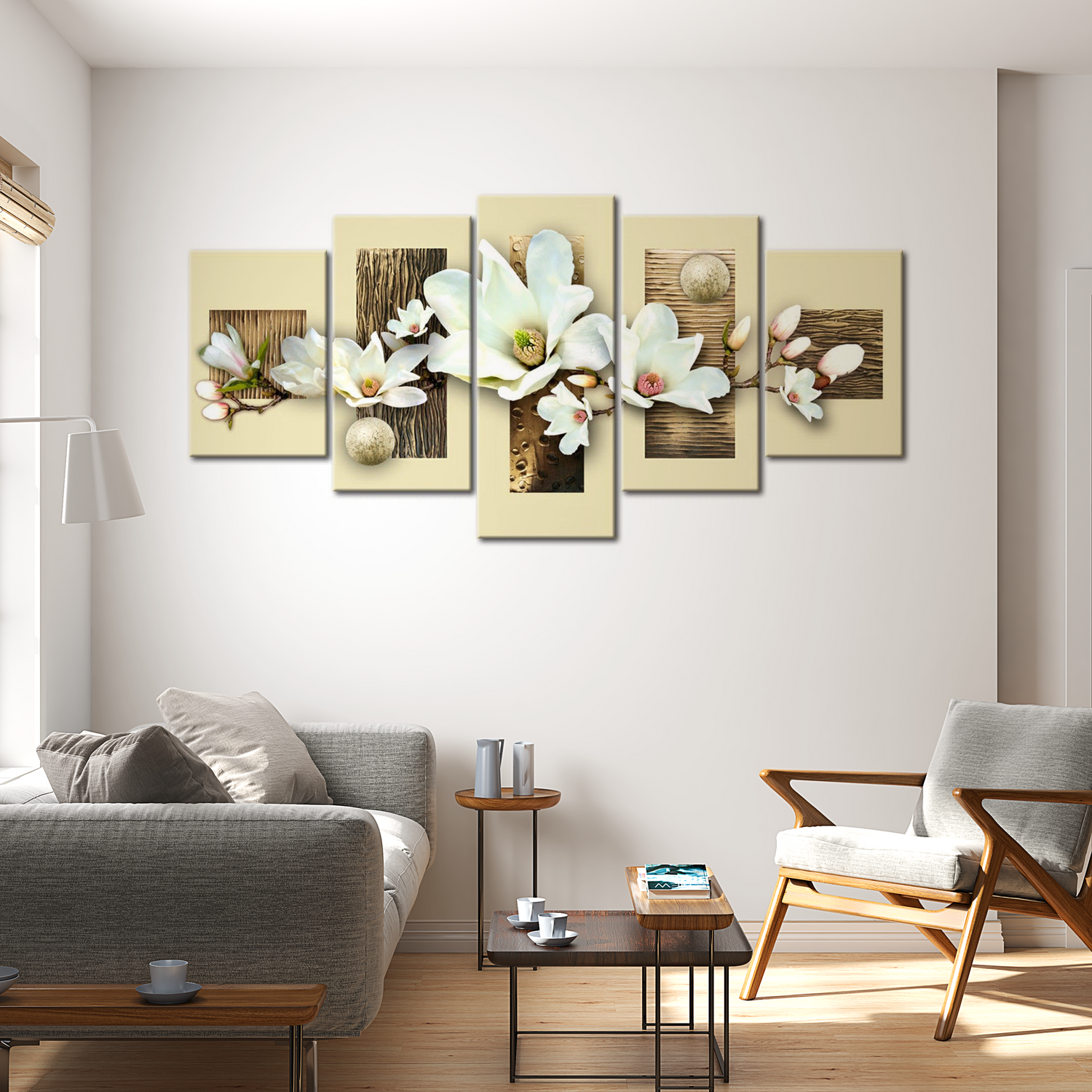 Stretched Canvas Floral Art - Texture And Magnolia 40"Wx20"H