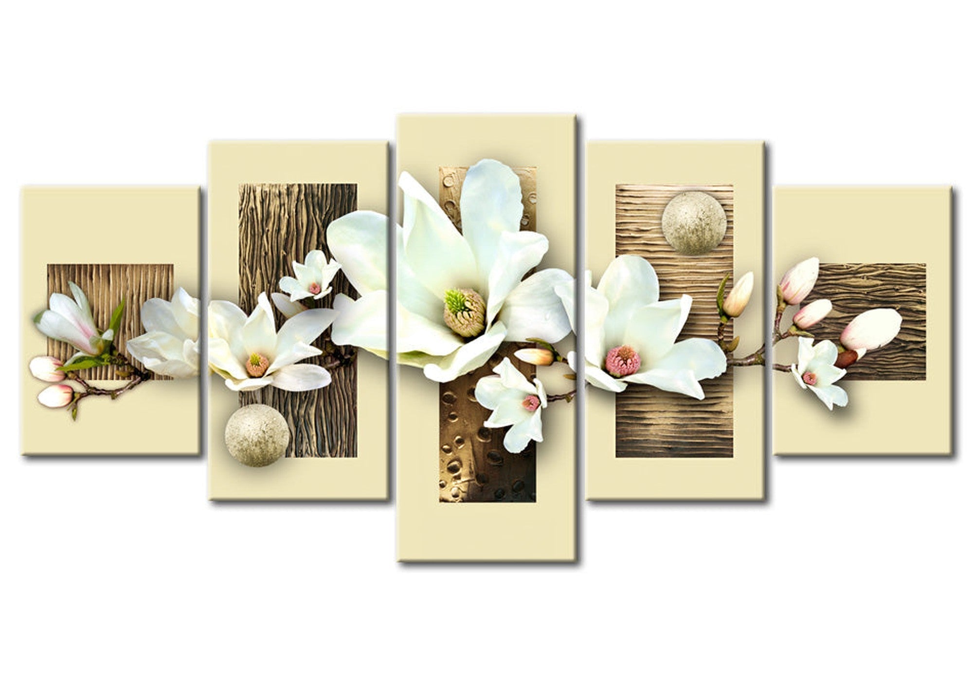 Floral Canvas Wall Art - Modern Bouquet - 5 Pieces