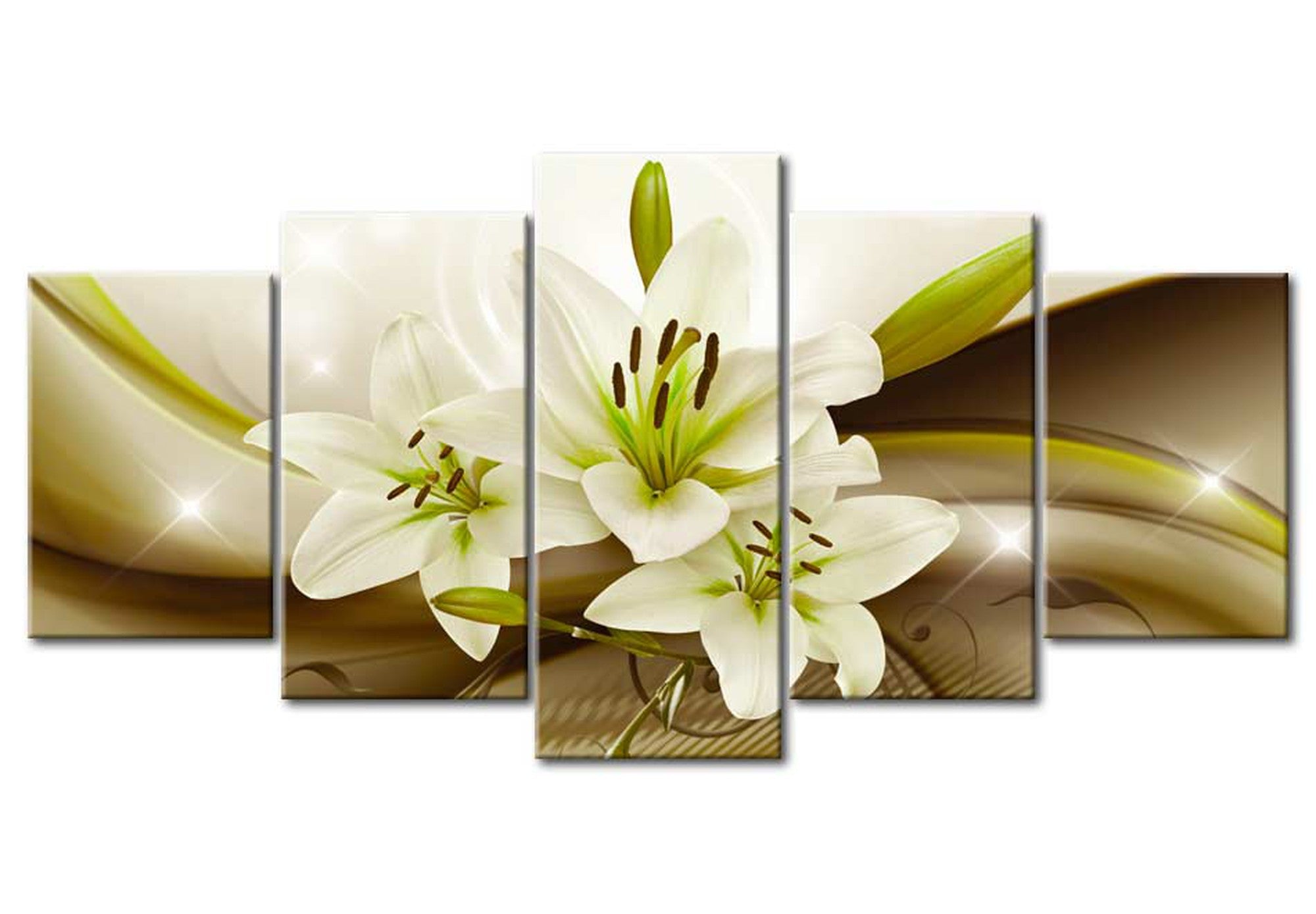 Floral Canvas Wall Art - Modern Liliy - 5 Pieces