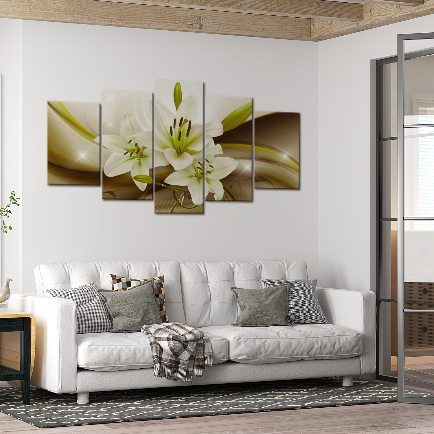 Stretched Canvas Floral Art - Modern Liliy 40"Wx20"H