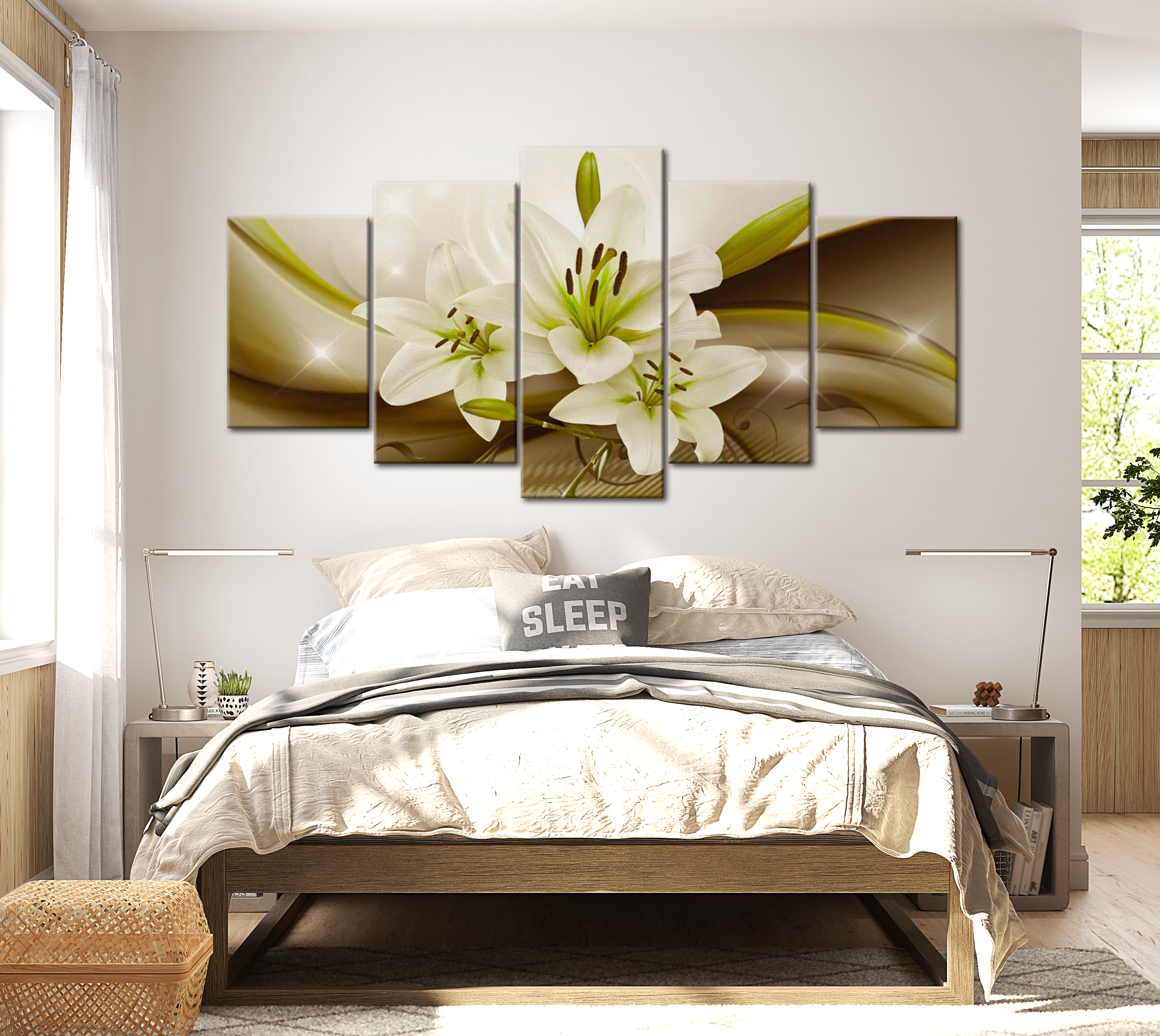 Stretched Canvas Floral Art - Modern Liliy 40"Wx20"H