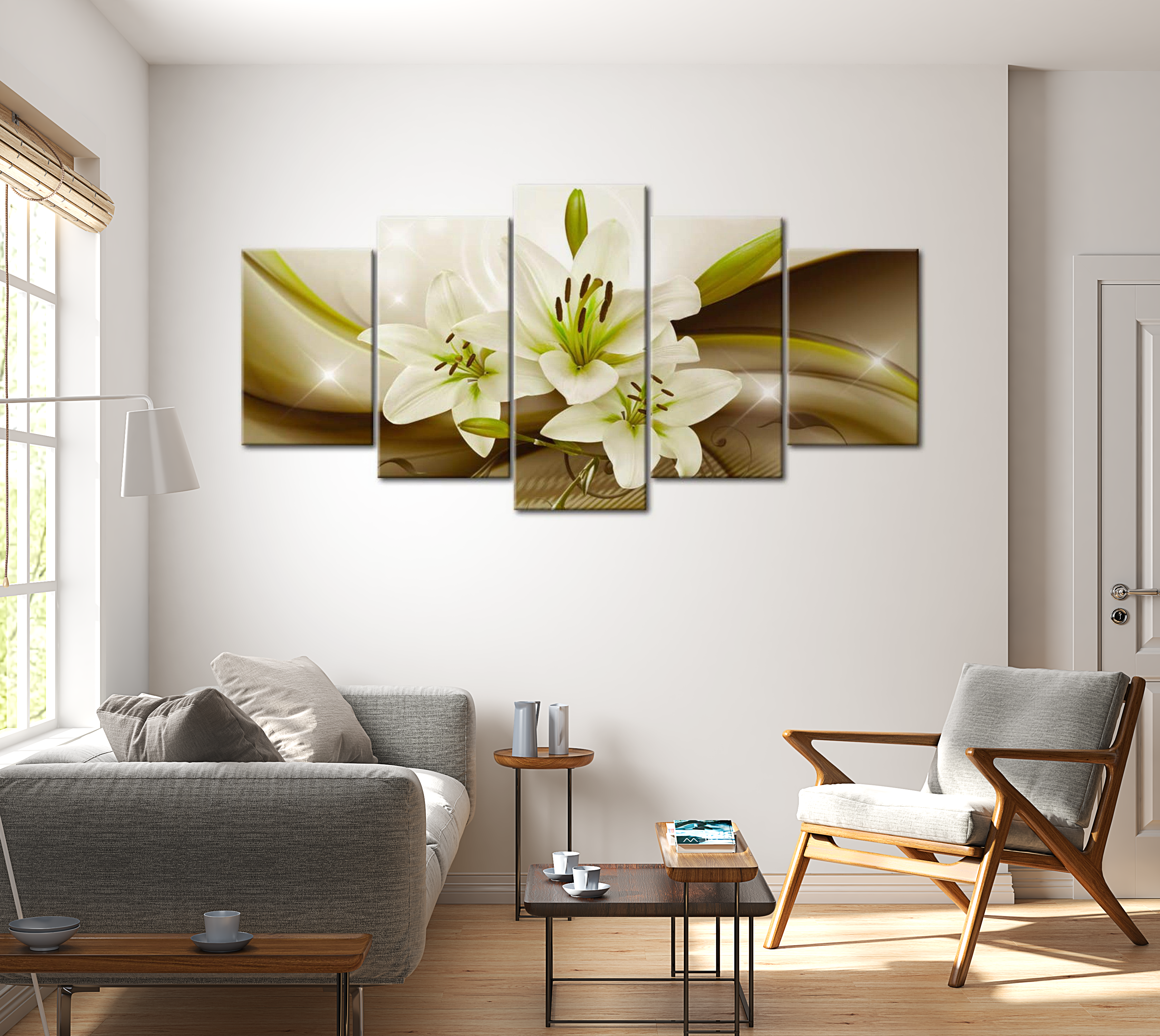 Stretched Canvas Floral Art - Modern Liliy 40"Wx20"H