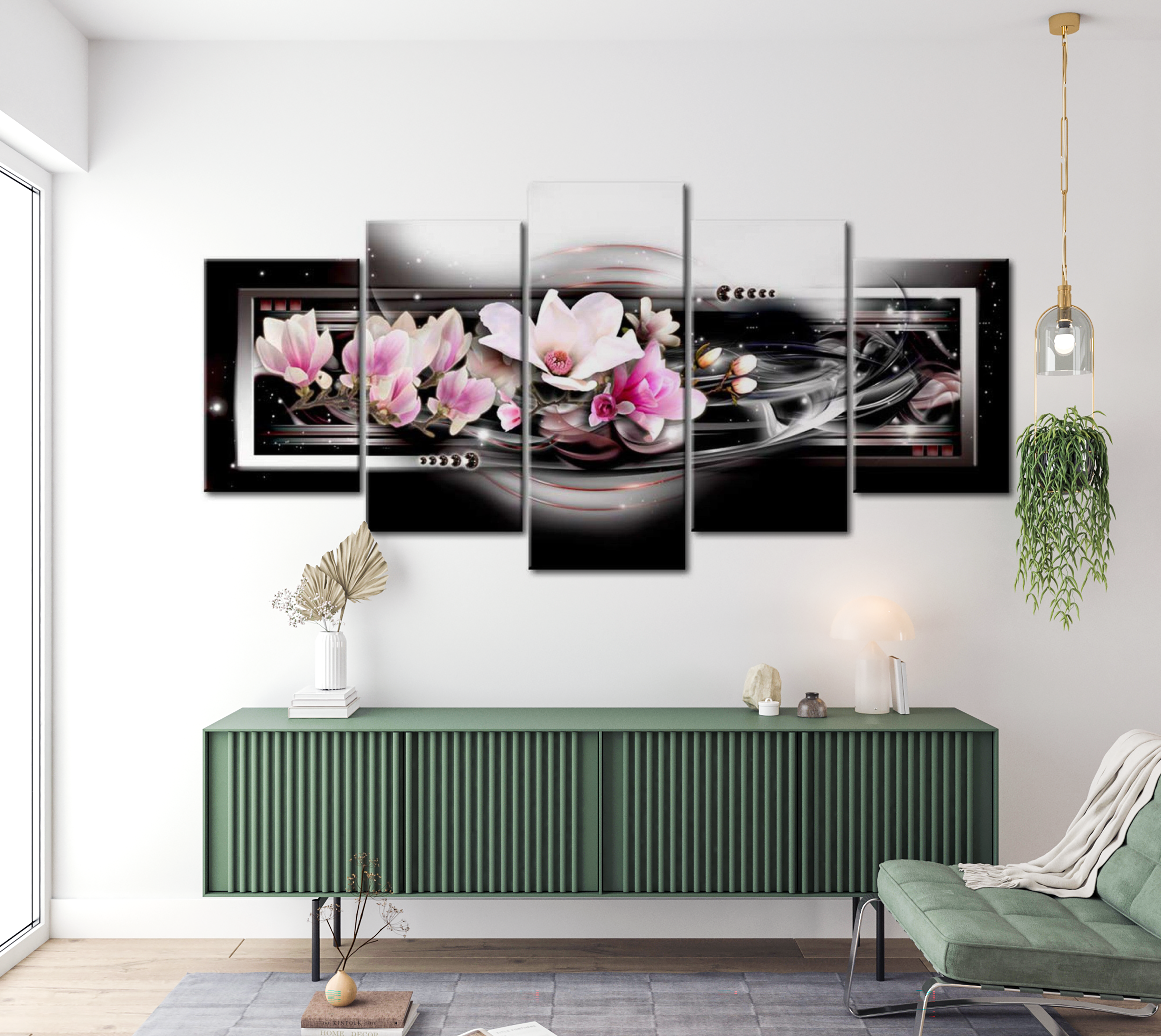 Floral Canvas Wall Art - Modern Magnolias - 5 Pieces