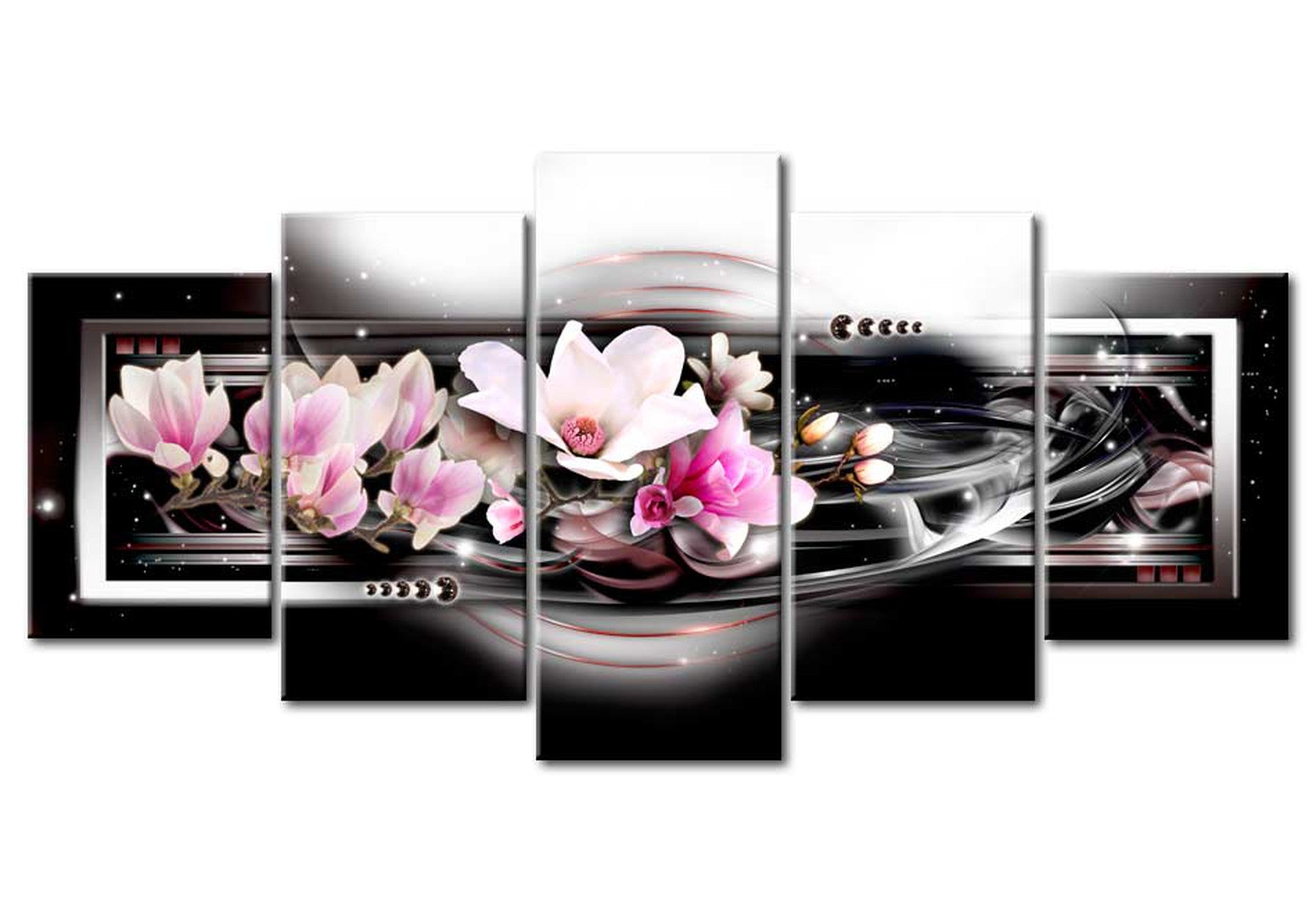 Floral Canvas Wall Art - Modern Magnolias - 5 Pieces