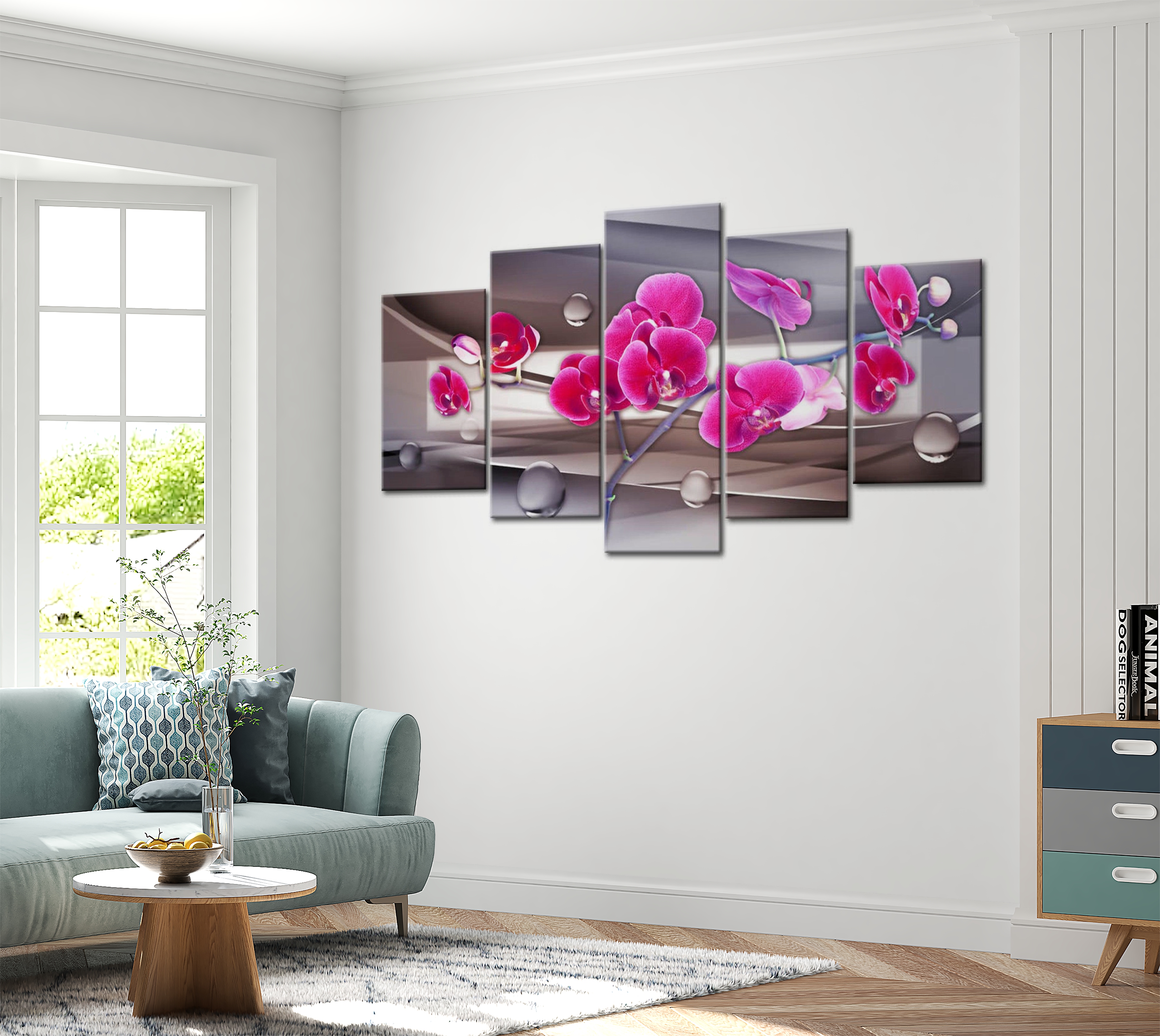 Stretched Canvas Floral Art - Orchid On A Subdued Background 80"Wx40"H