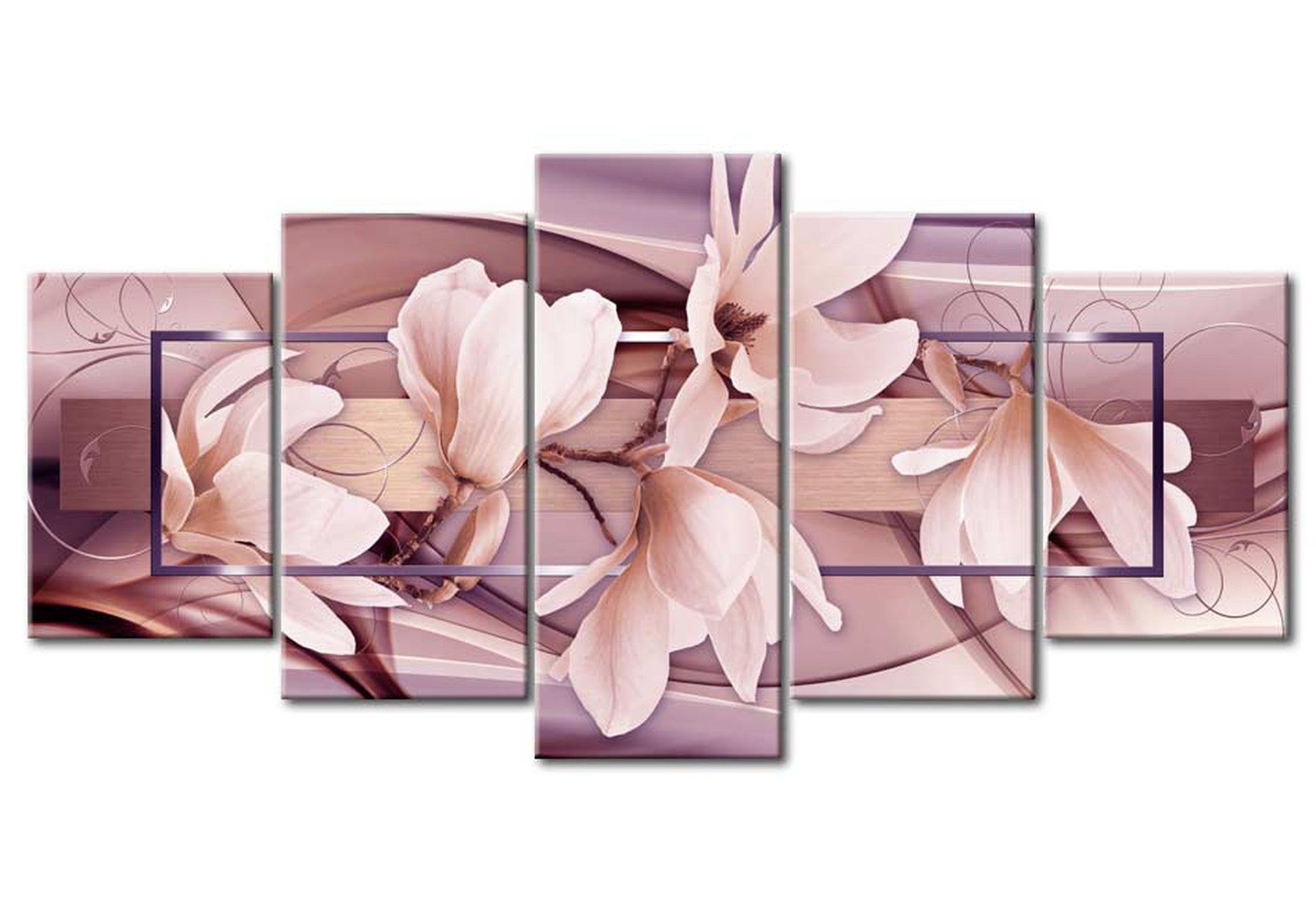 Floral Canvas Wall Art - Moody Flowers - 5 Pieces