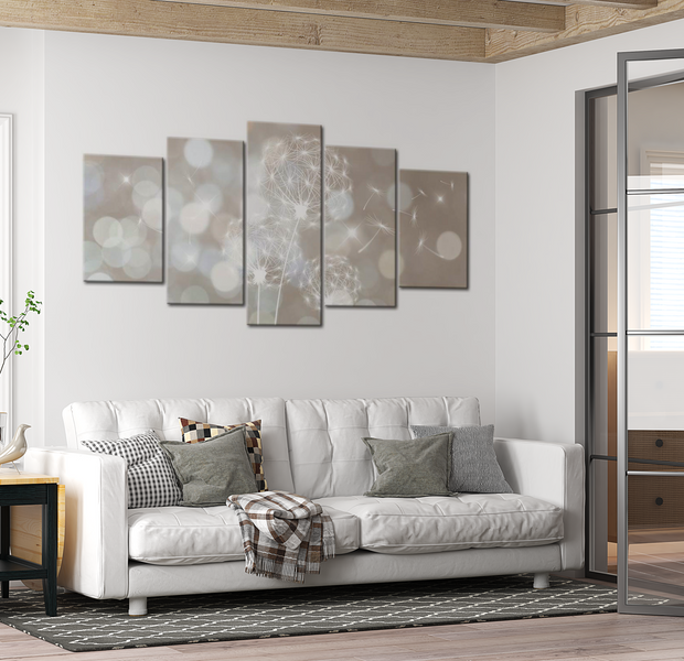 Floral Canvas Wall Art - Morning Dandelions - 5 Pieces