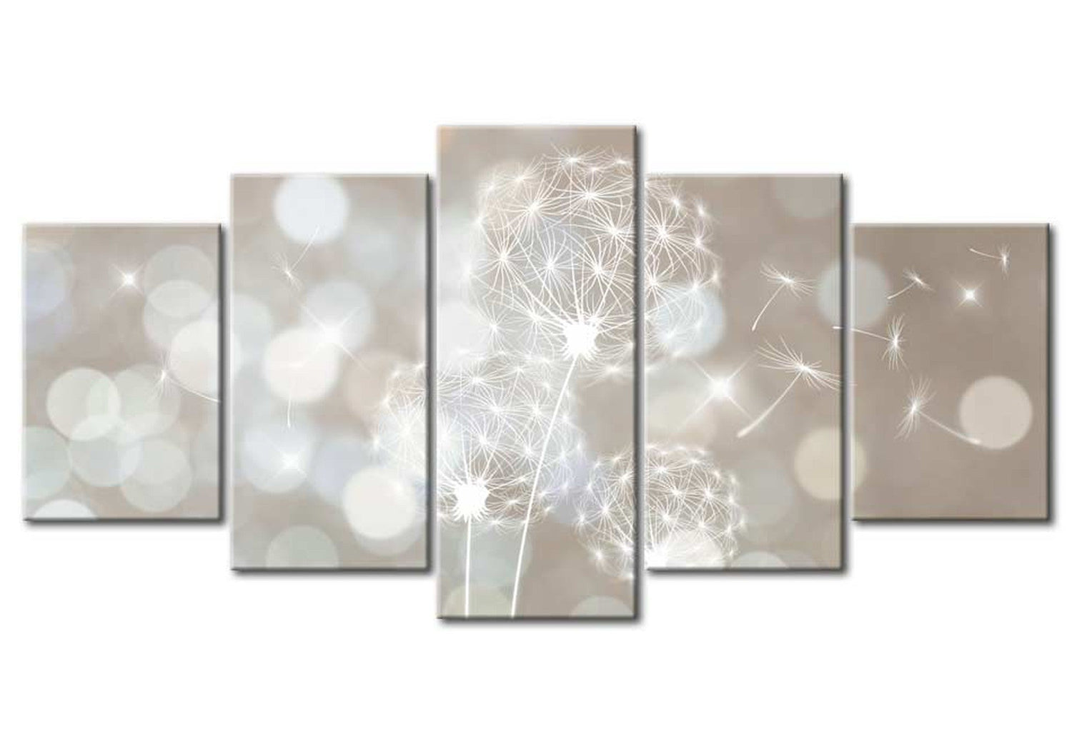 Floral Canvas Wall Art - Morning Dandelions - 5 Pieces