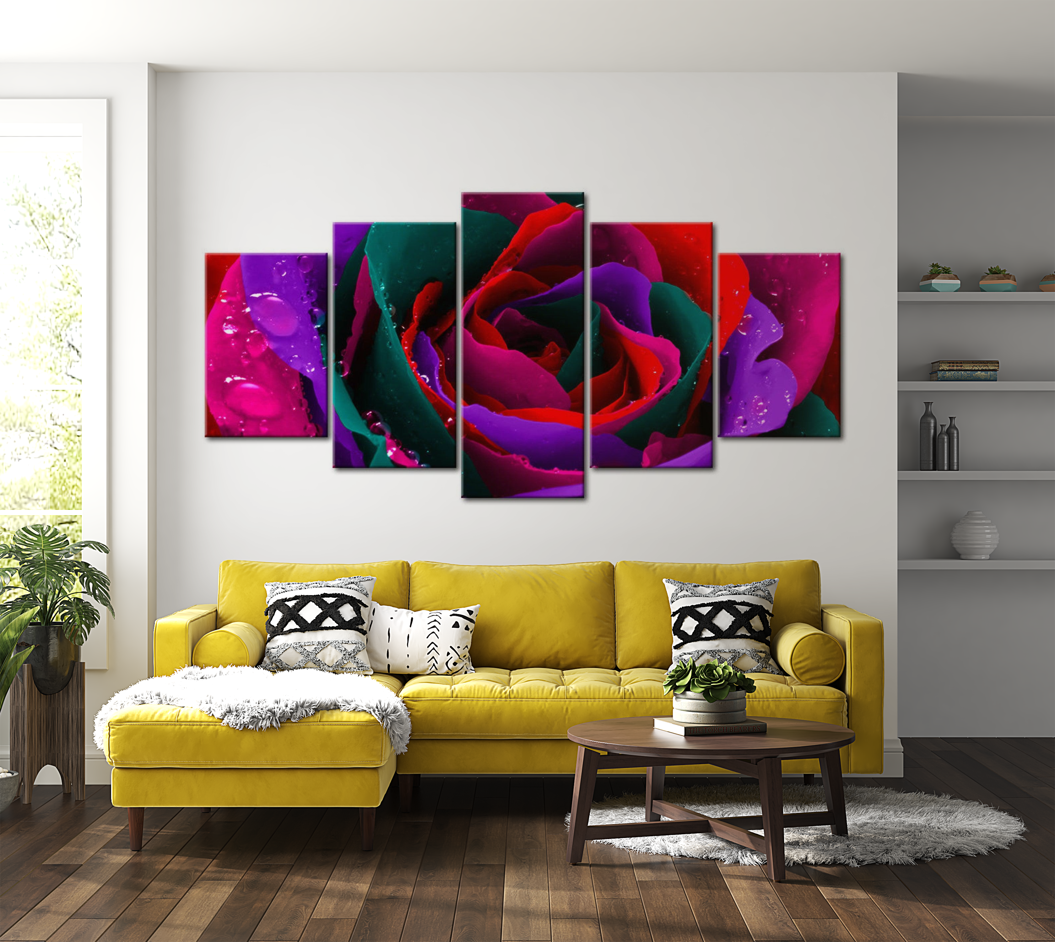 Stretched Canvas Floral Art - Multicoloured Rose 40"Wx20"H