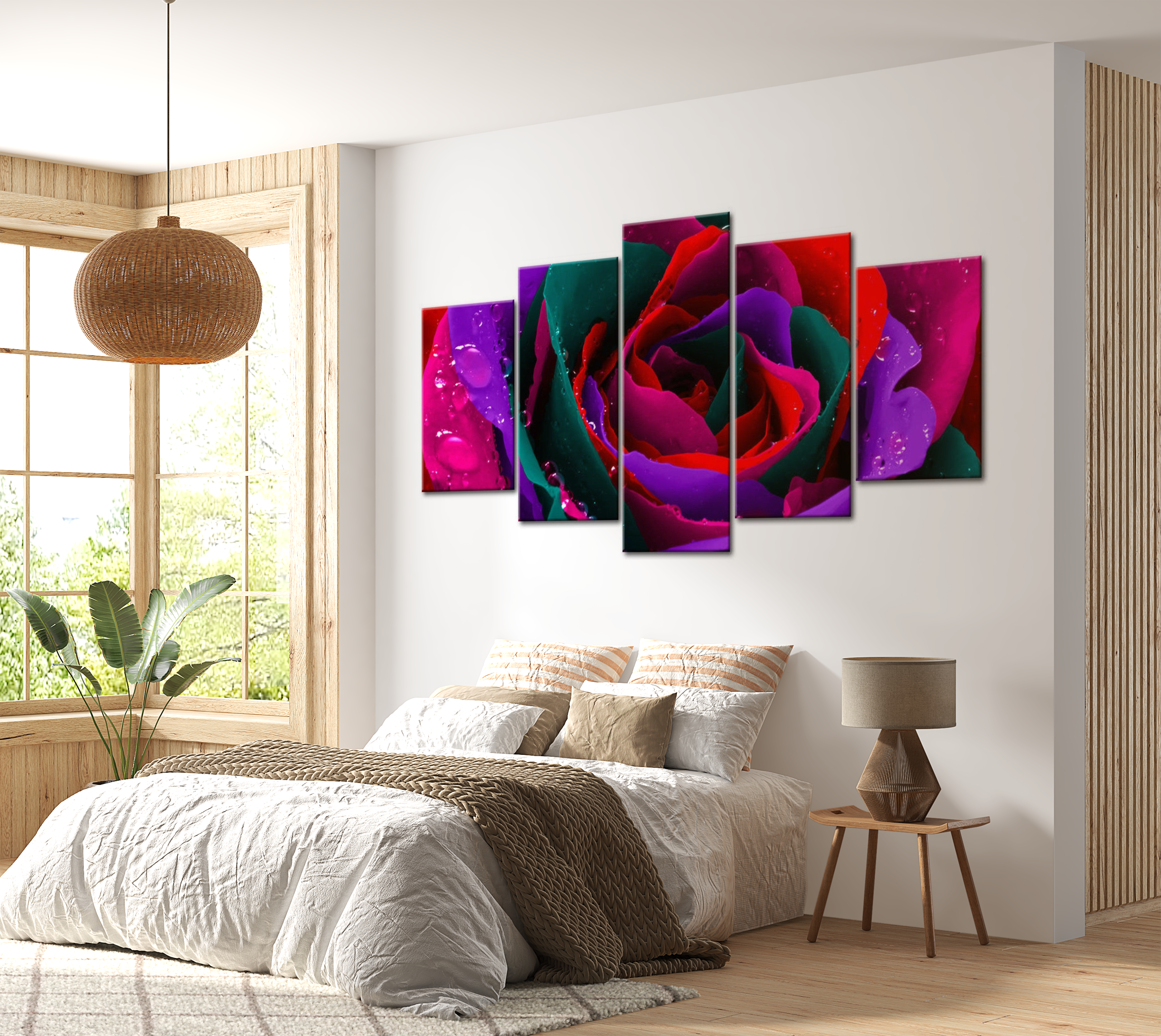 Stretched Canvas Floral Art - Multicoloured Rose 40"Wx20"H