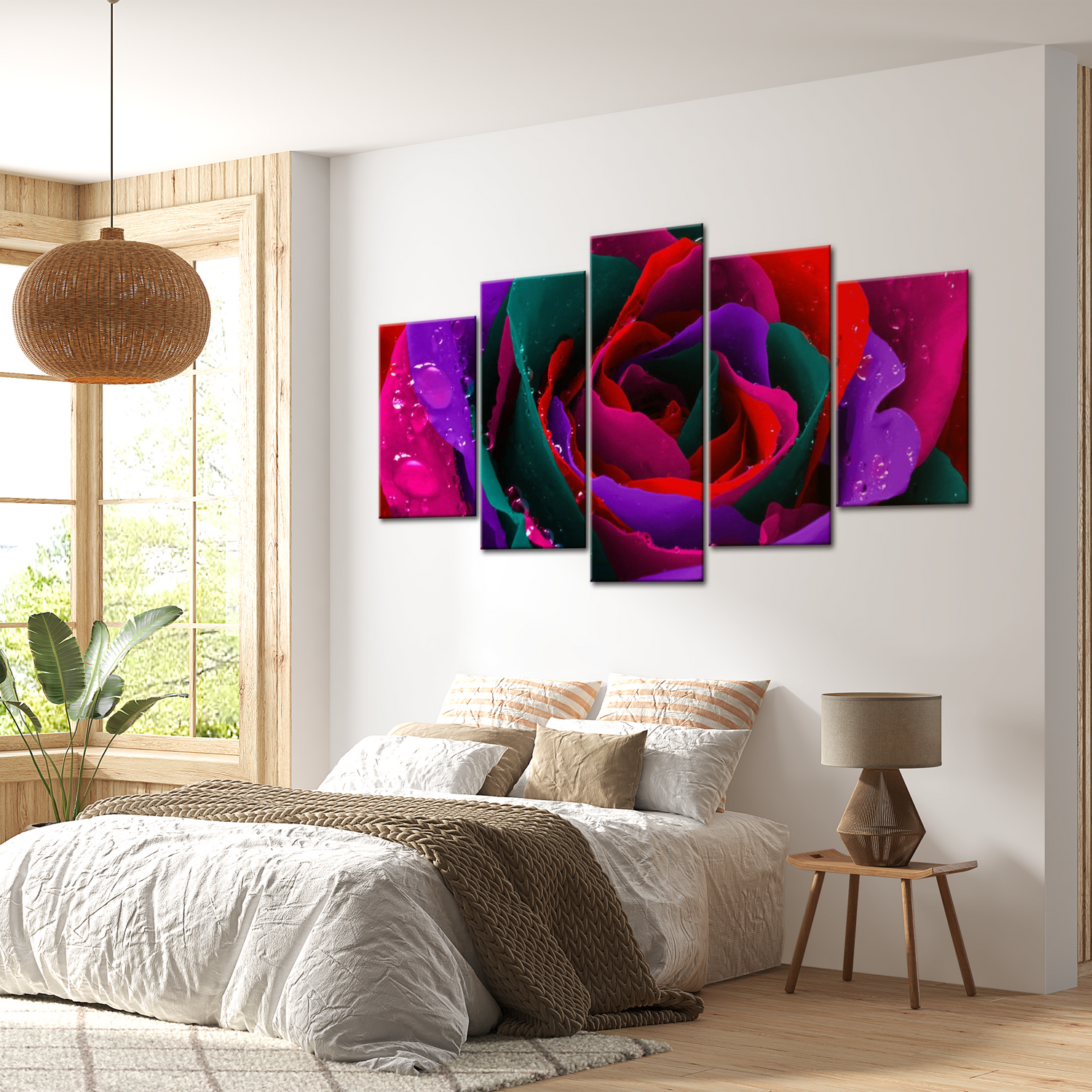 Stretched Canvas Floral Art - Multicoloured Rose 40"Wx20"H