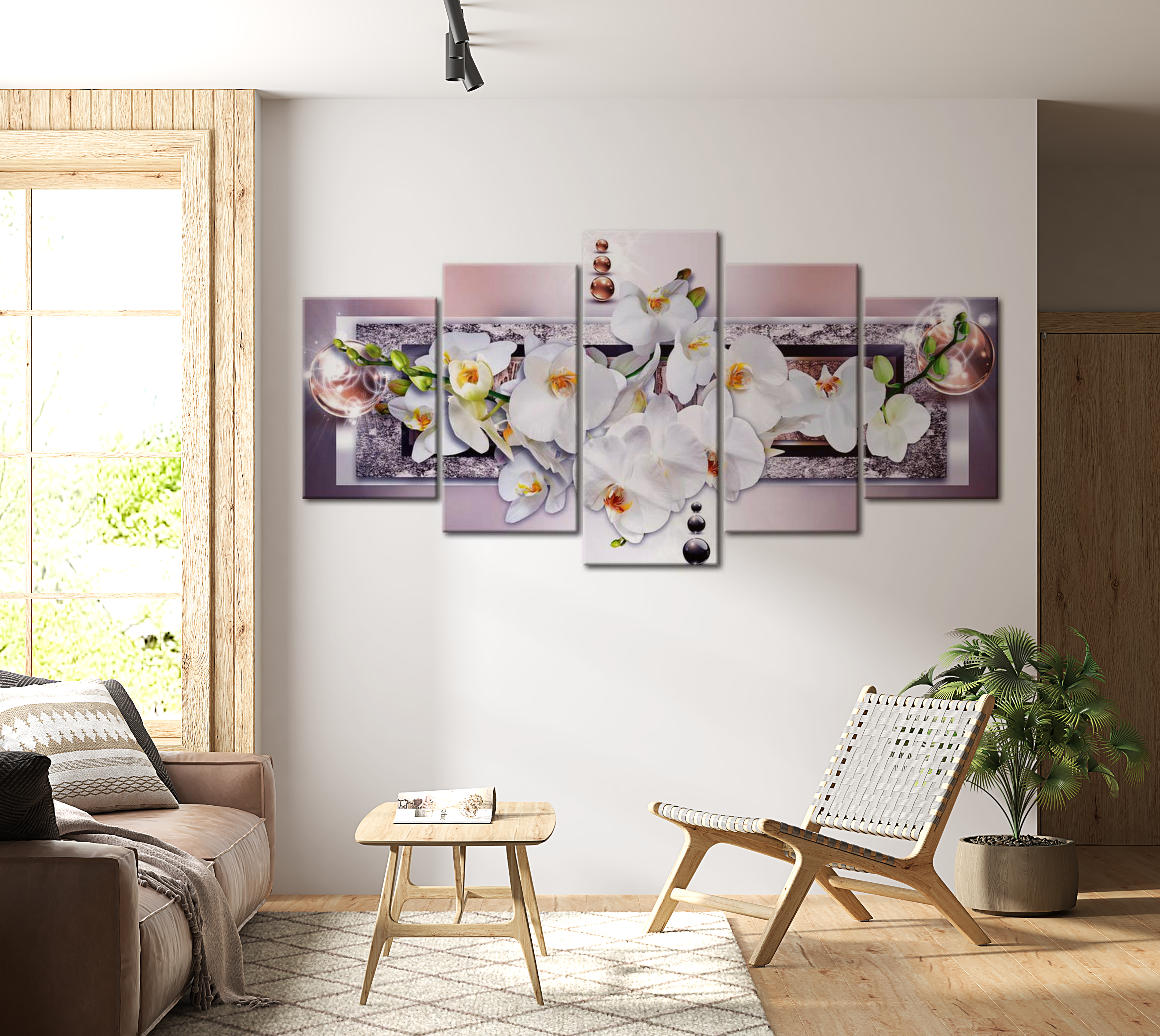 Floral Canvas Wall Art - Mysterious Orchid - 5 Pieces