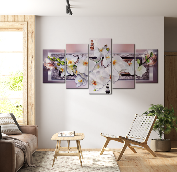 Floral Canvas Wall Art - Mysterious Orchid - 5 Pieces