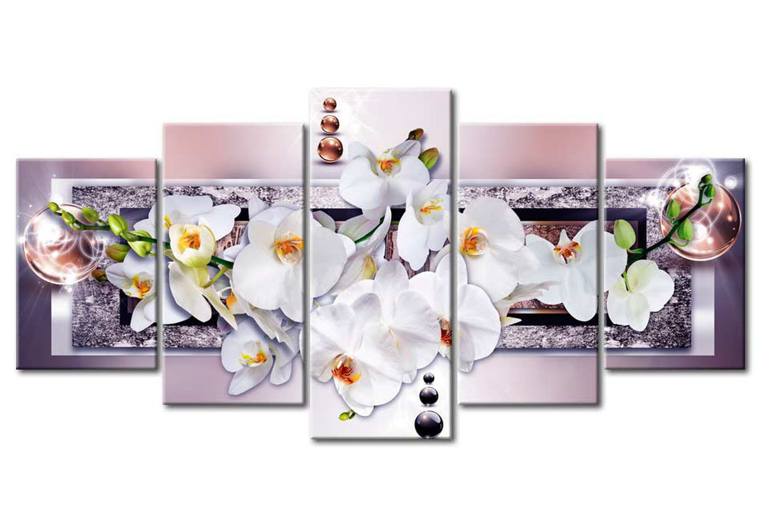 Floral Canvas Wall Art - Mysterious Orchid - 5 Pieces