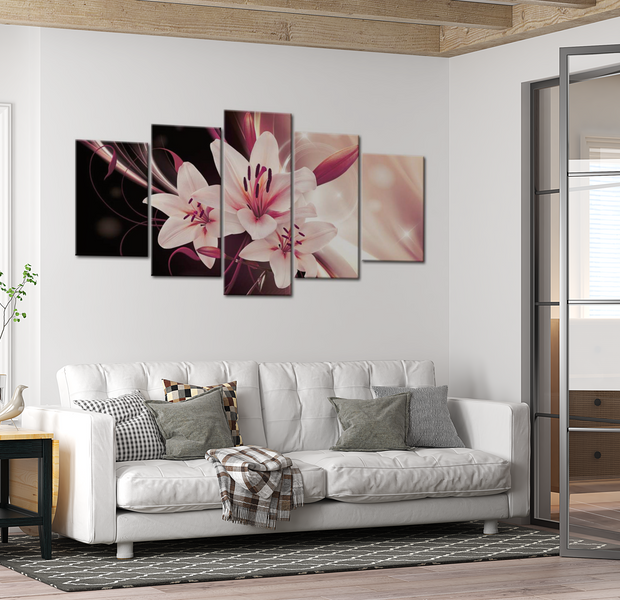 Floral Canvas Wall Art - Mystery Lilies - 5 Pieces