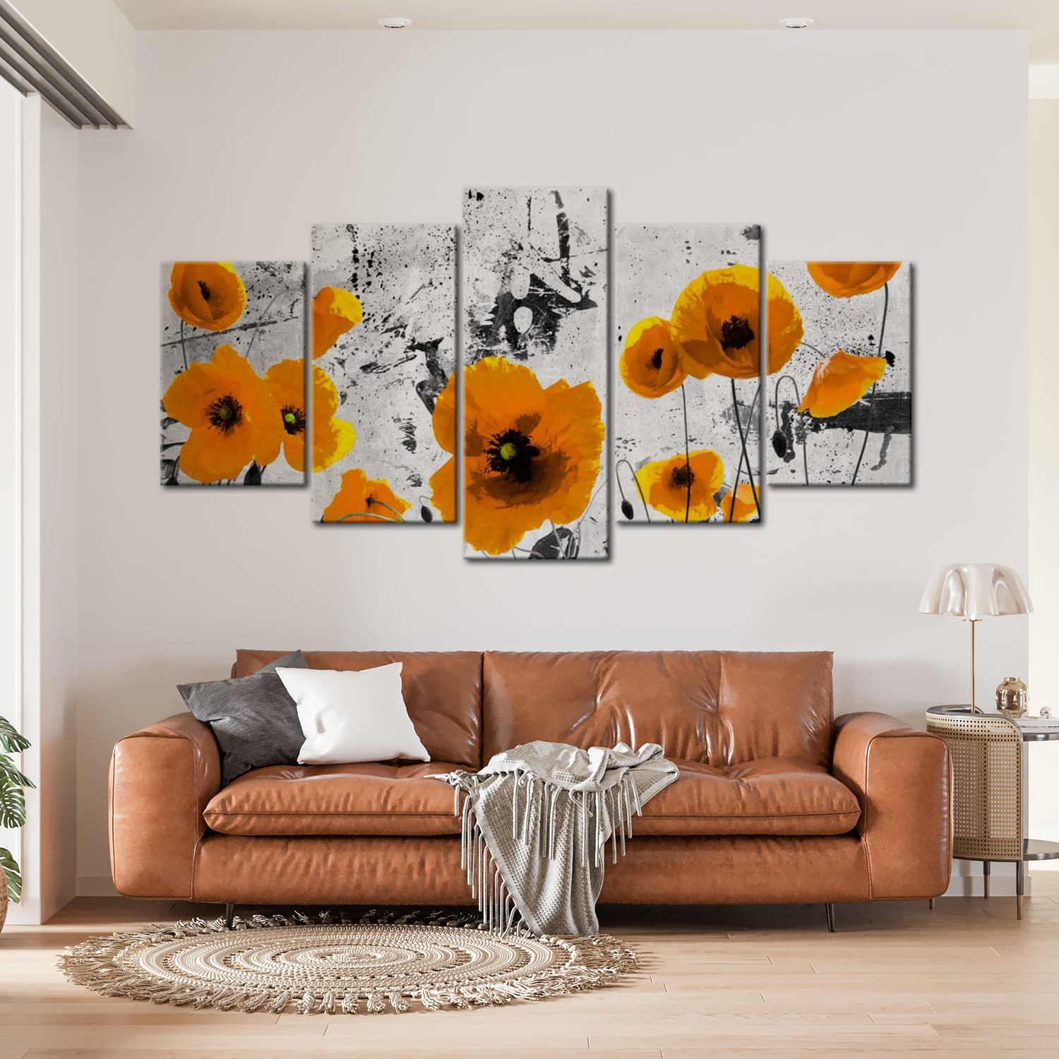 Stretched Canvas Floral Art - Poppies In The Royal Color 40"Wx20"H