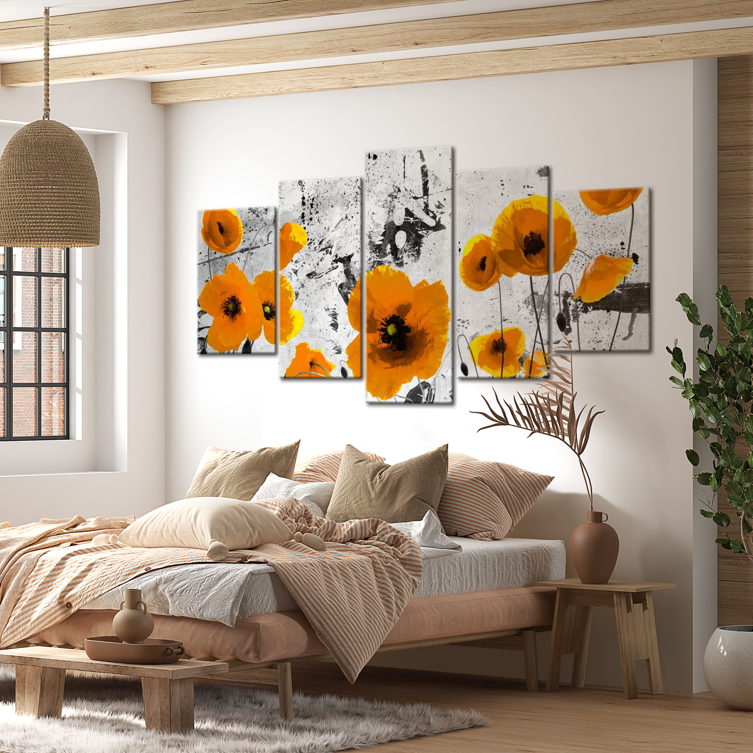 Stretched Canvas Floral Art - Poppies In The Royal Color 40"Wx20"H