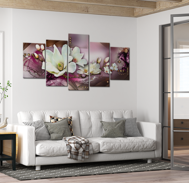 Floral Canvas Wall Art - Orchid Abstract Creation - 5 Pieces