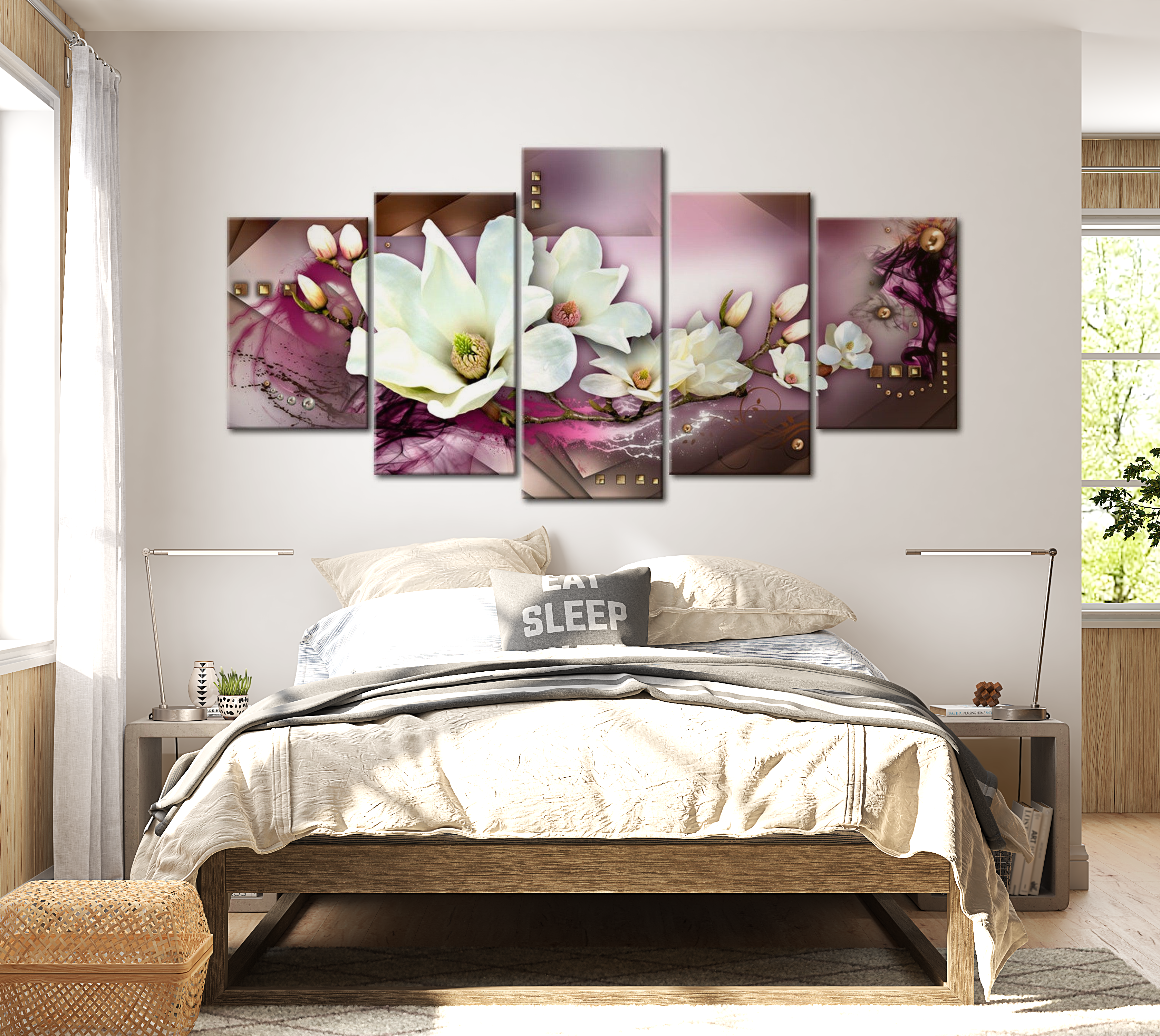 Stretched Canvas Floral Art - Magnetic Abstraction With An Orchid 40"Wx20"H