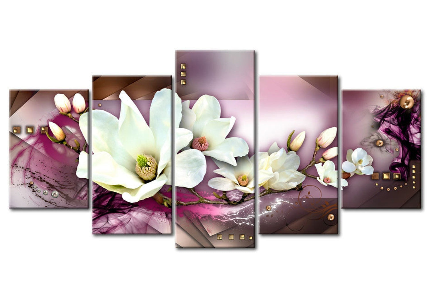 Floral Canvas Wall Art - Orchid Abstract Creation - 5 Pieces
