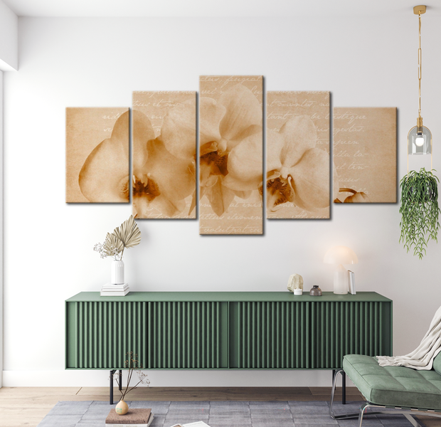 Floral Canvas Wall Art - Orchid Letter - 5 Pieces